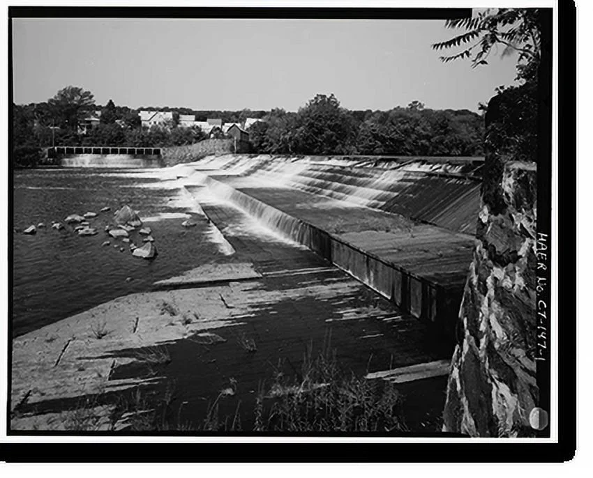 Historic Framed Print, Norwich Water Power Company, West bank of Shetucket River beginning opposite Se, Norwich, New London County, CT, 17-7/8