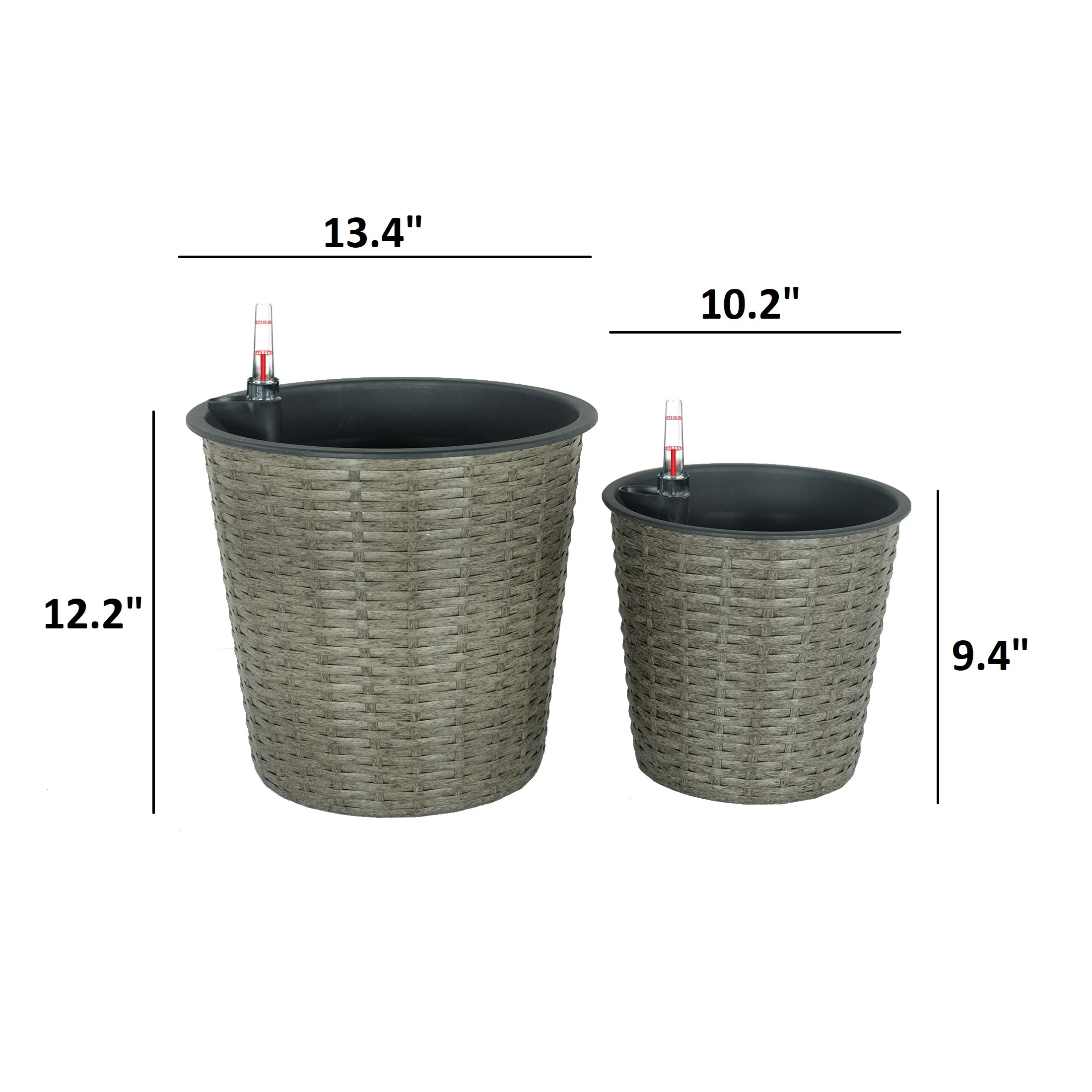 Eco-Friendly Self-Watering Wicker Planters, 2-Pack - 2-Pack - 6.44 - Elegantly nourish your plants with eco-friendly wicker planters!