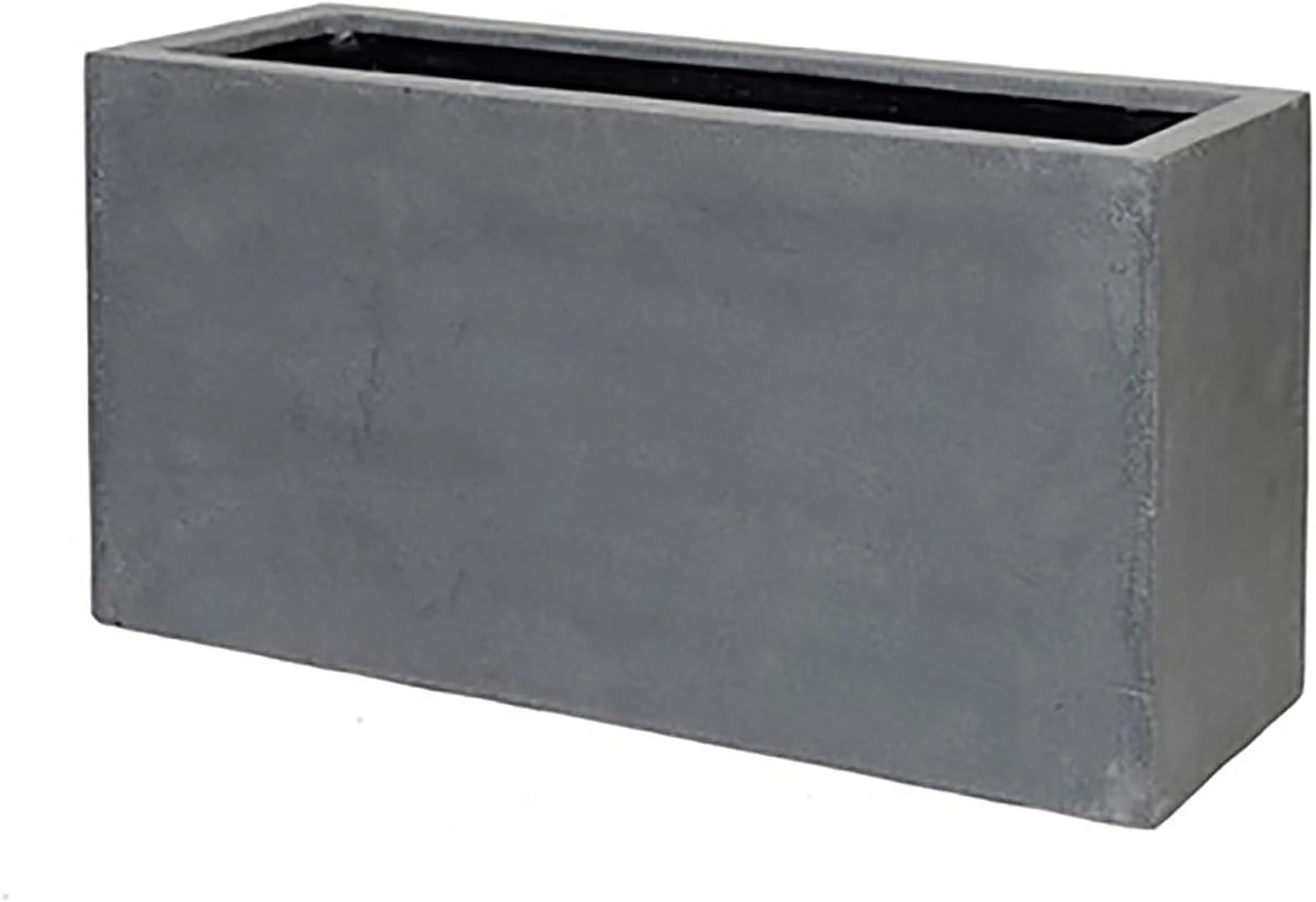 Grey Rectangle Large Planter - Indoor Outdoor Patio Fiberglass Flower 16 H x 12 W x 31.5 Inches Long