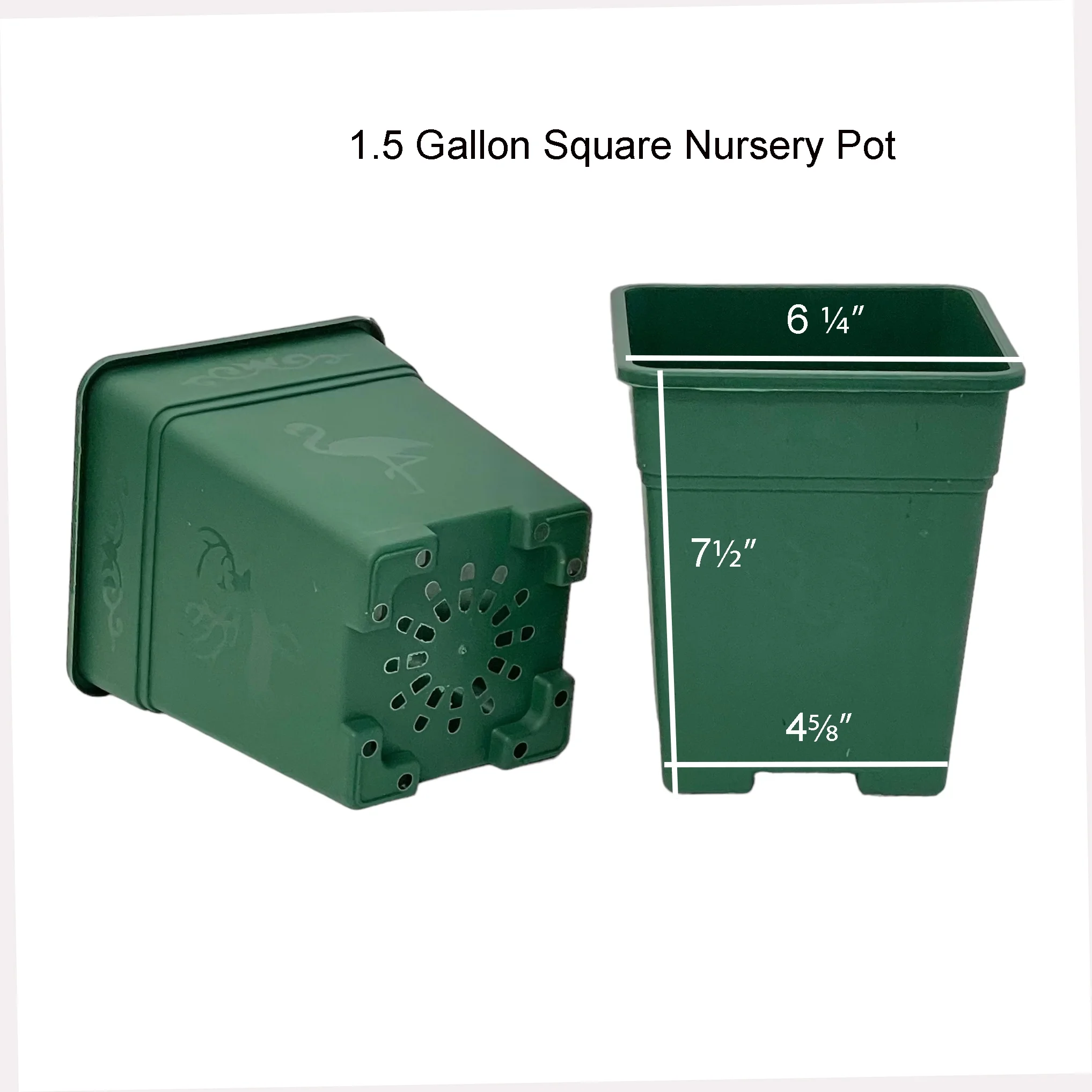 Cotta Planters 1.5 Gallon Square Nursery Pots 50-Pack Green 6.25 inch Wholesale Black Plastic Planters Greenhouse accessories