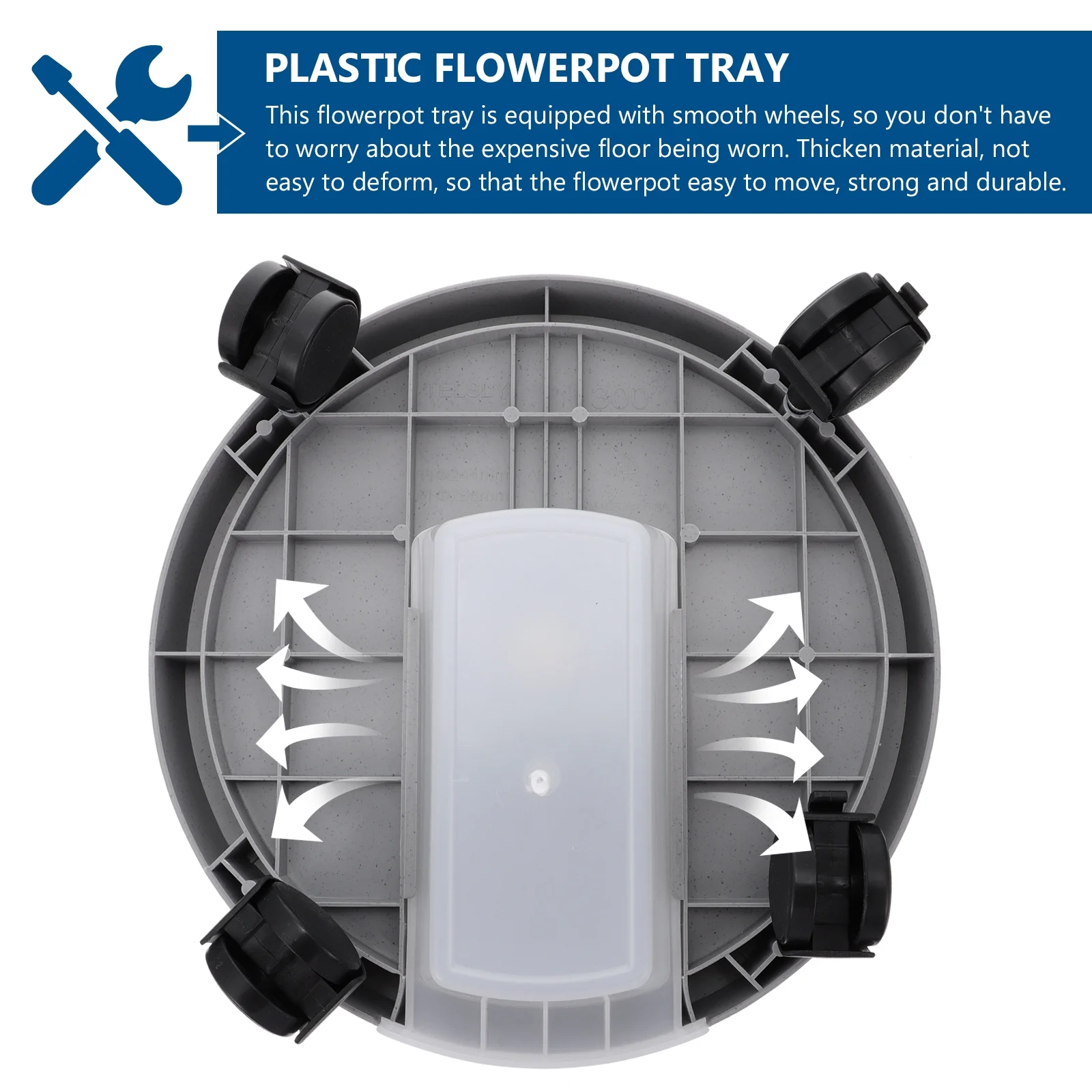 Guichaokj 1PC Plastic Universal Wheel Bonsai Tray Movable Plant Pot Tray with Brake Wheel