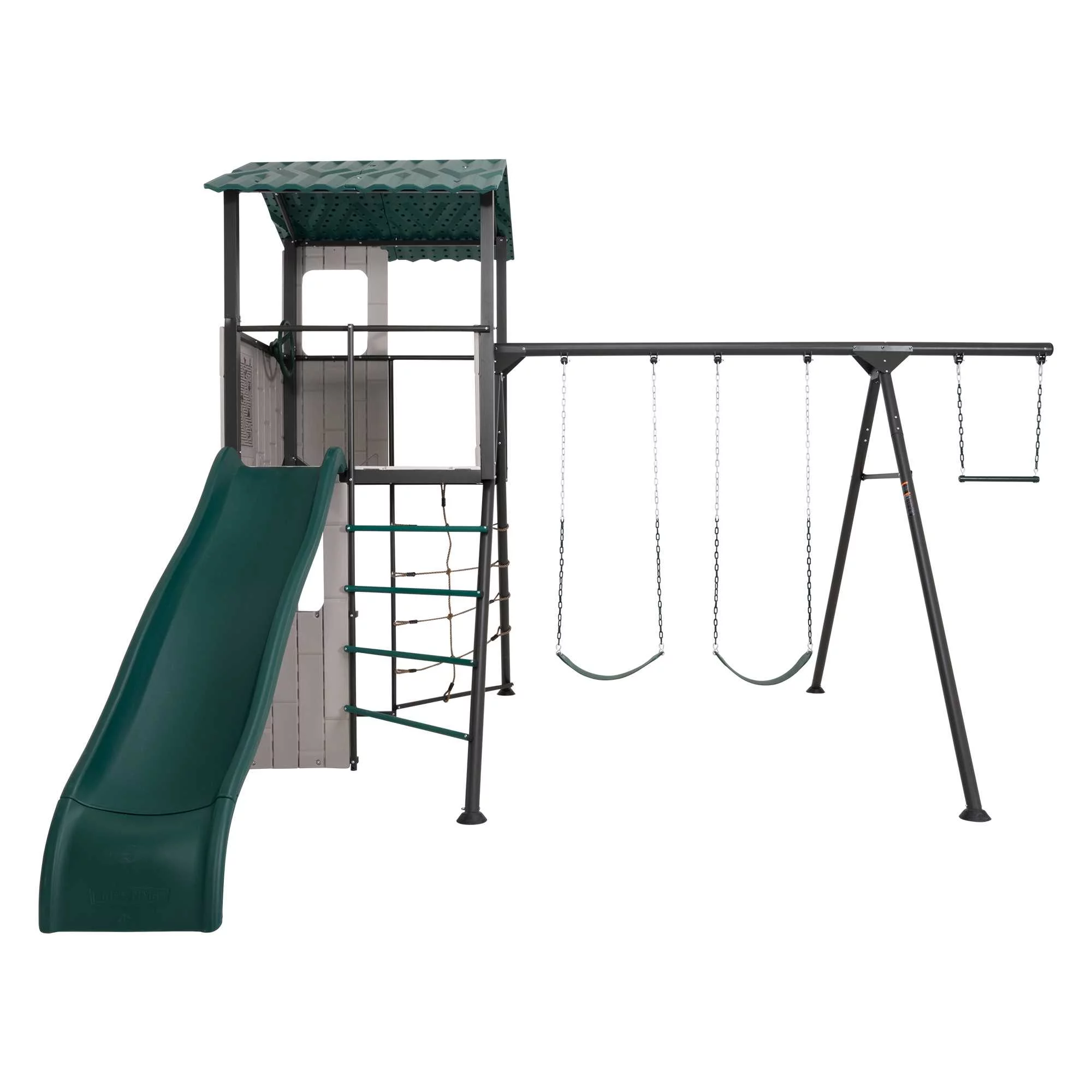 Lifetime Kid's Adventure Clubhouse Swing Set with Slide and Trapeze Bar (90913)