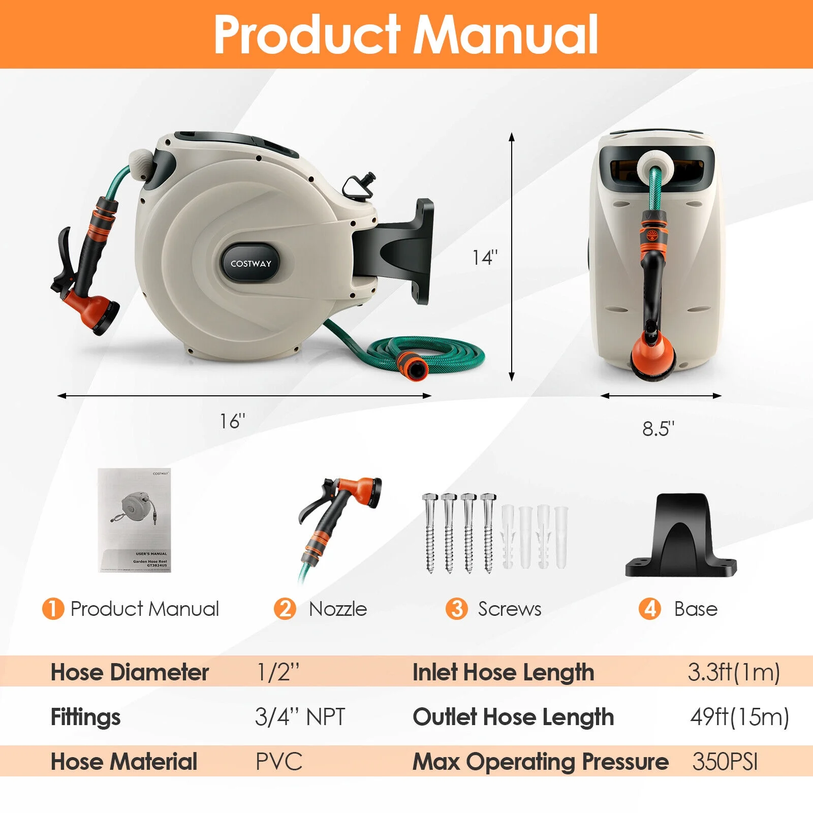 Retractable Hose Reel 1/2