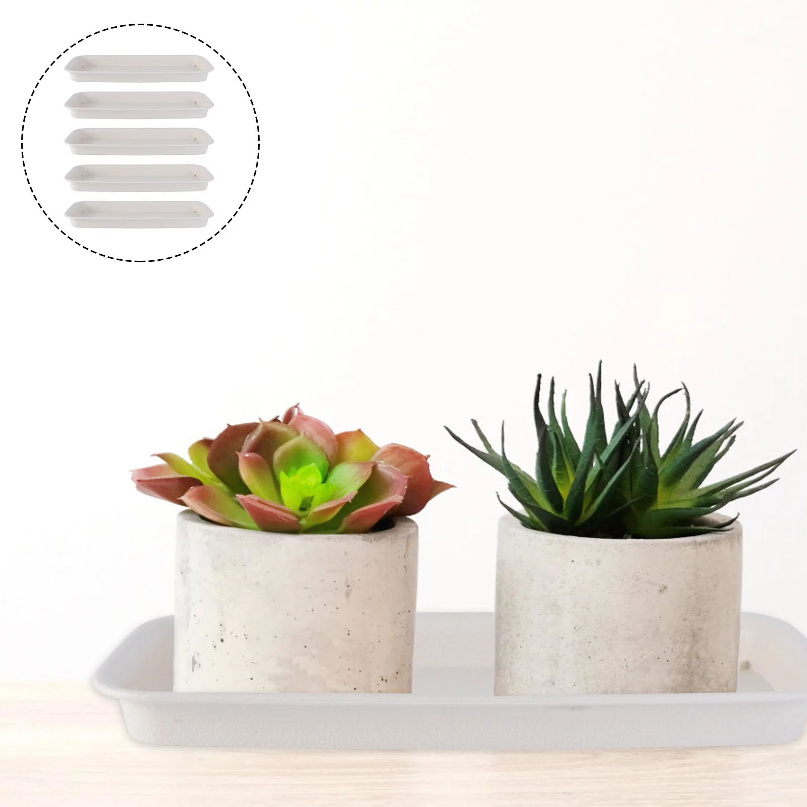 OUNONA Tray Planterflower Saucer Pots Pot Trays Saucers Potted Drip Base Succulent Rectangular Garden Water Planters Beige