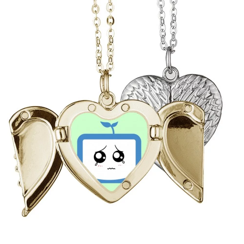 Saplings Injustice Small TV Face Original Angel Wing Necklace Pendant Couple