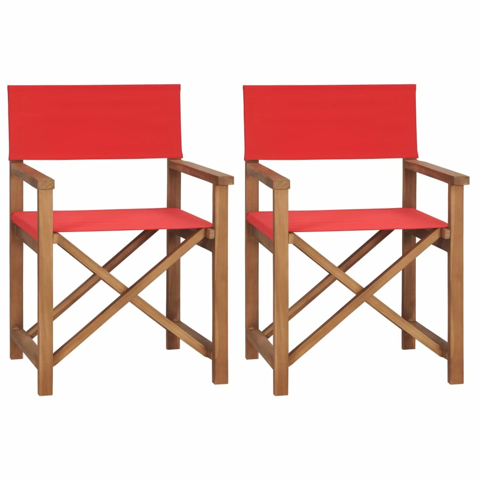 Tomshoo Director's Chairs 2 pcs Solid Teak Wood Red