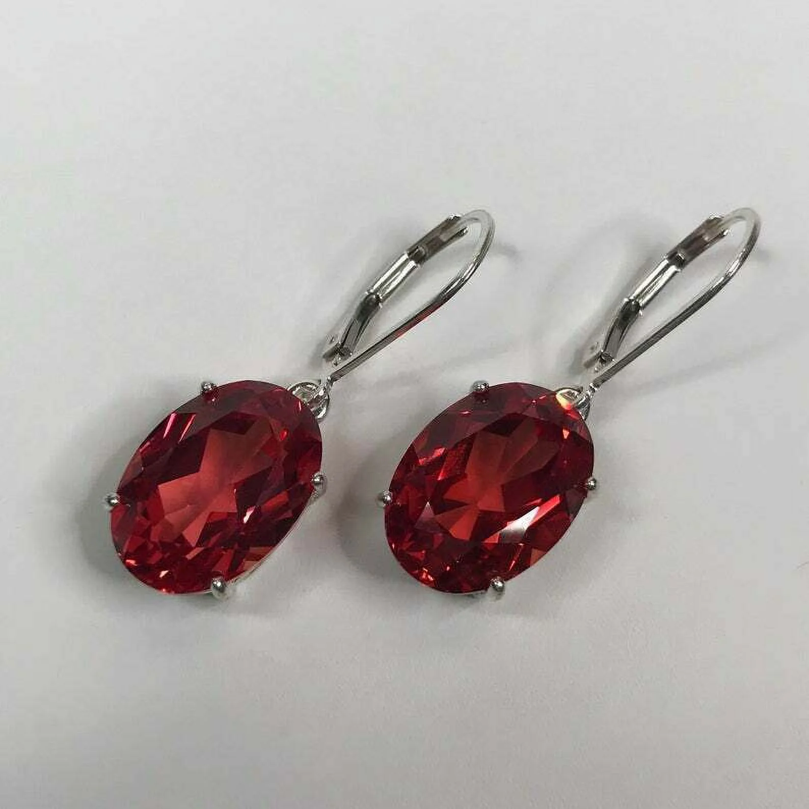 16cts Oval Cut Orange Padparadscha Sapphire Gemstone 925 Sterling Silver Leverback Earring