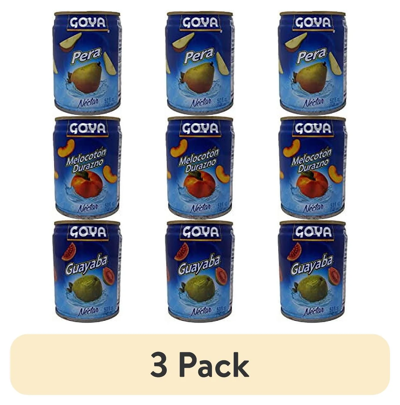 (3 pack) Nectar Variety Pack by Goya | Guava, Peach, Pear | 5 FL OZ | Pack of 12