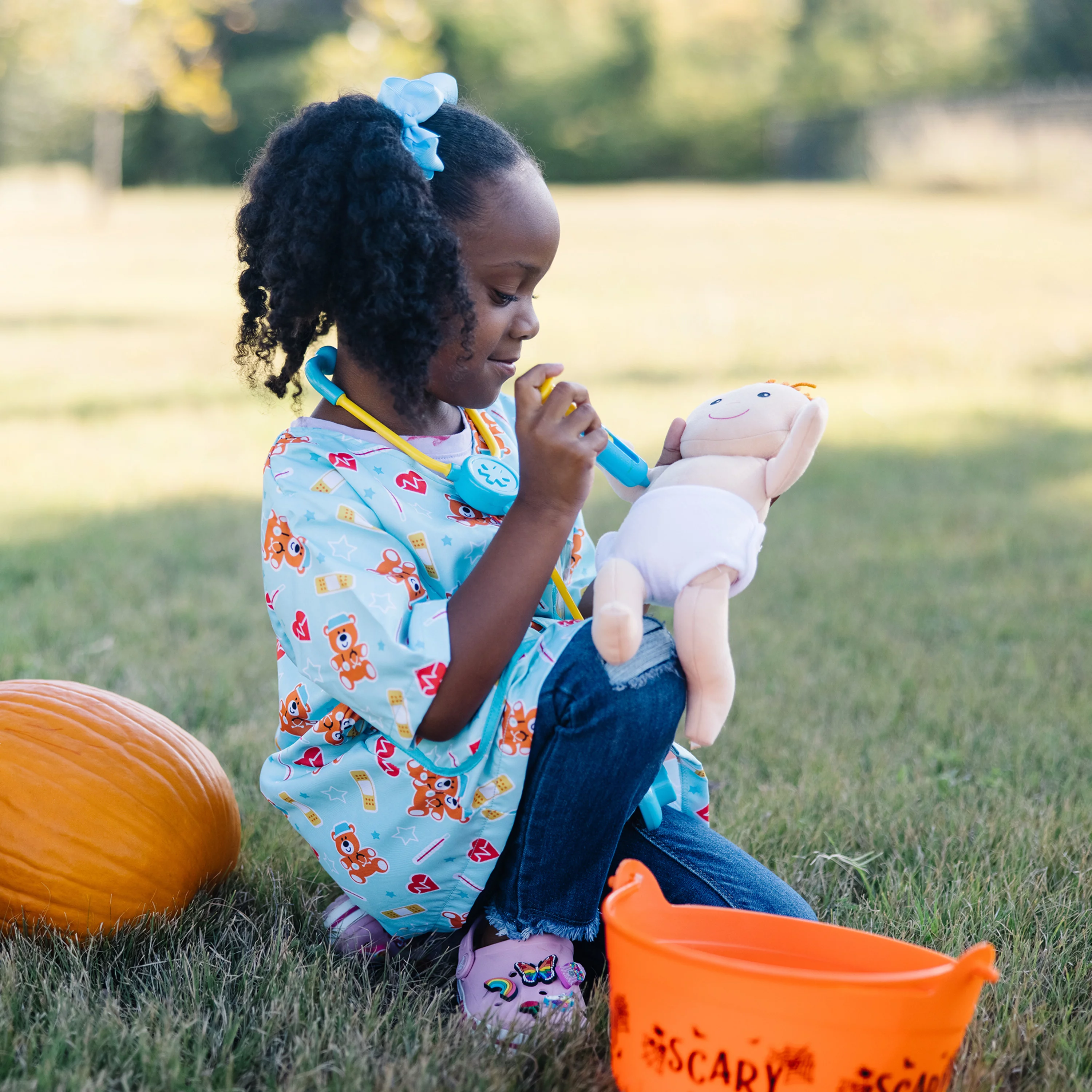 Melissa & Doug Pediatric Nurse Costume Role Play Set (8 pcs) - Includes Baby Doll, Stethoscope