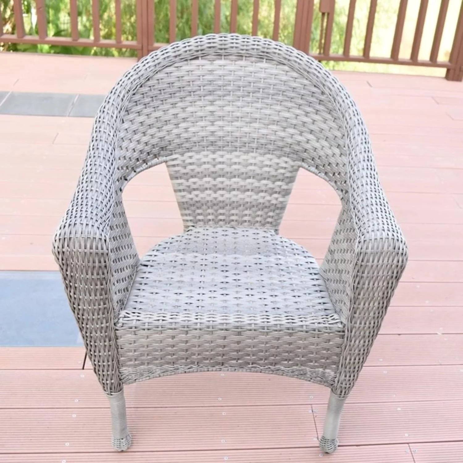 Set Of 2 Grey Resin Wicker Clark Single Chair Without Cushion