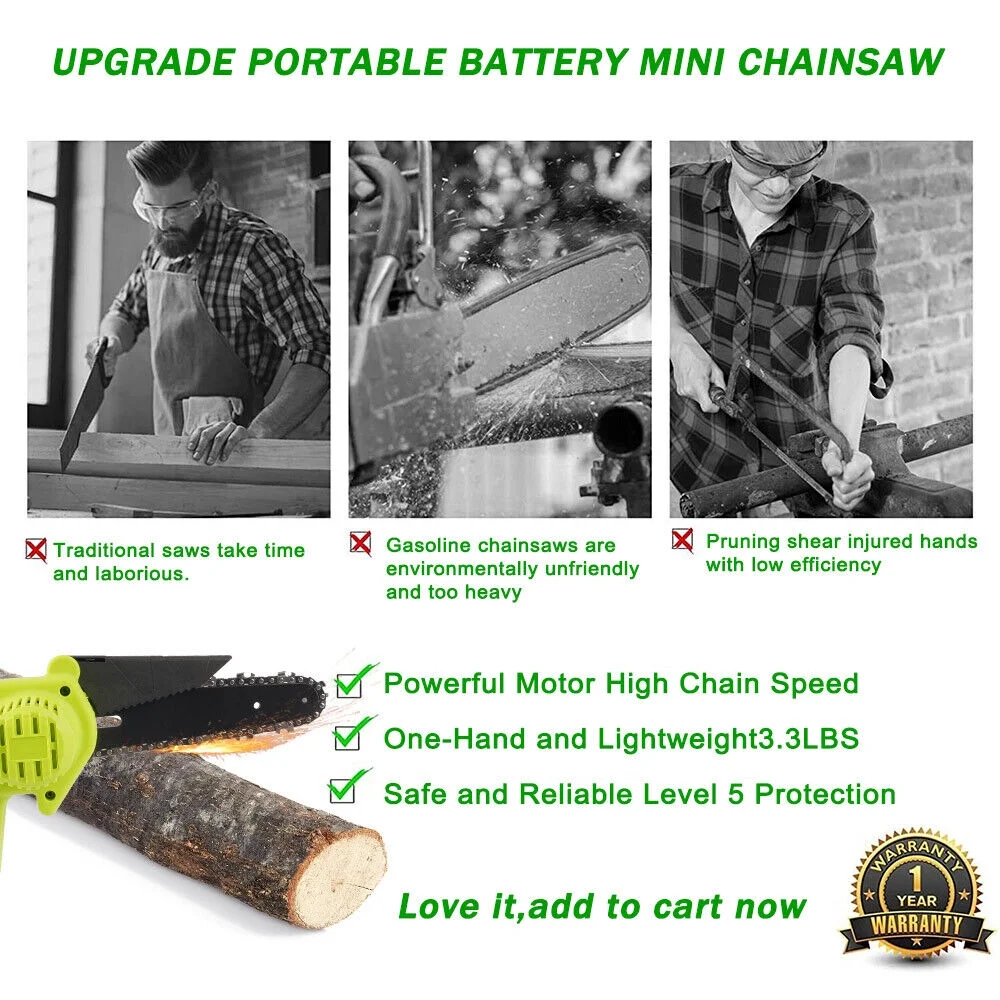 6in Mini Handheld Electric Chainsaw 6