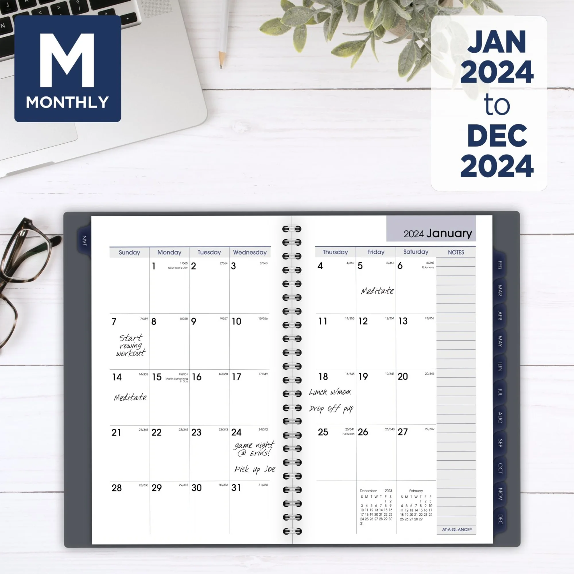 AT-A-GLANCE DayMinder 2024 Weekly Monthly Planner Gray Small 5 x 8 - Weekly