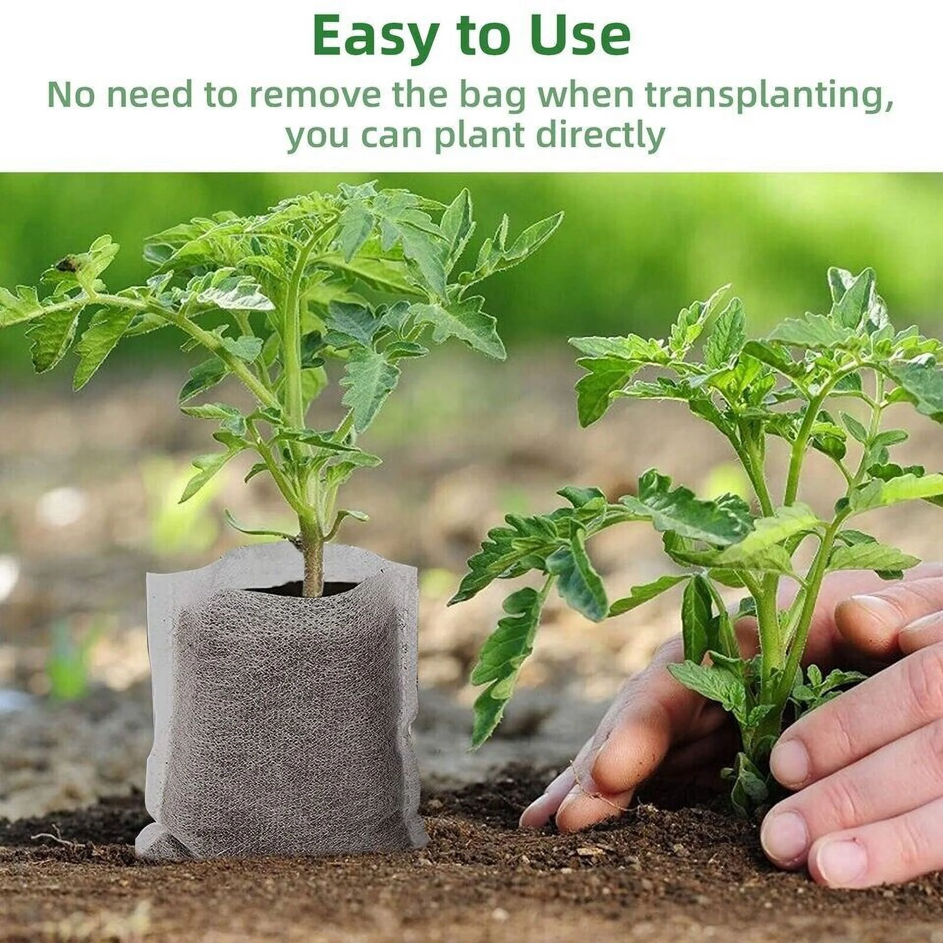 100pcs Plant Grow Bags Biodegradable Non-woven Fabric Nursery Bag Seedling Pot