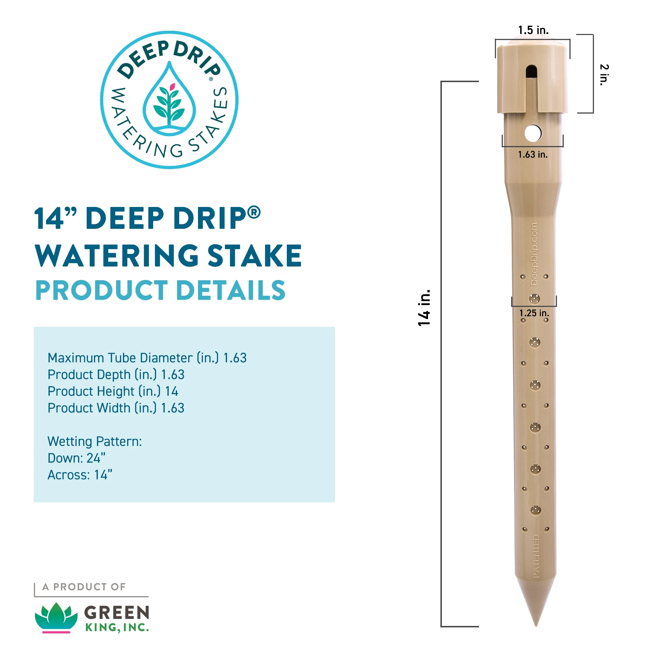 Green King Deep Drip Watering Stake Brown 14 In