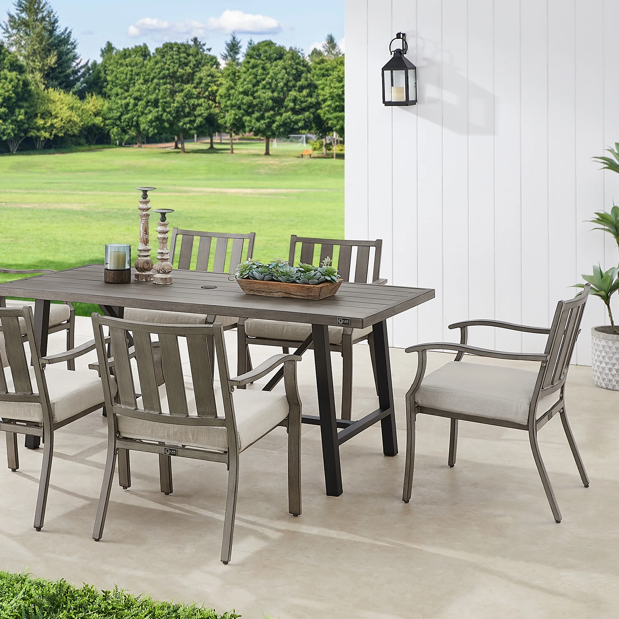 Ulax Furniture Patio Aluminum Dining Chairs with Sunbrella Cushions, Set of 2