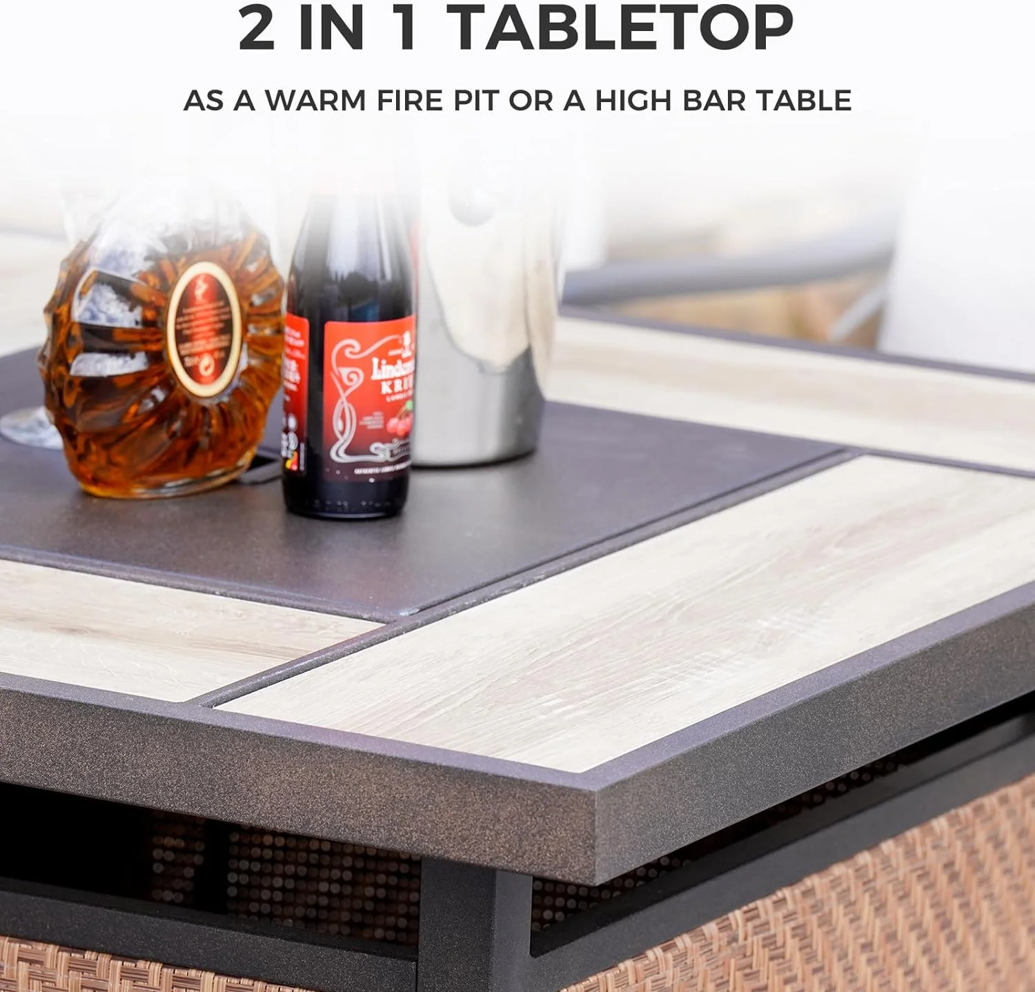 Grand Patio 5-Piece Patio Swivel Bar Set with Fire Pit Table 40,000 BTU Heat Output