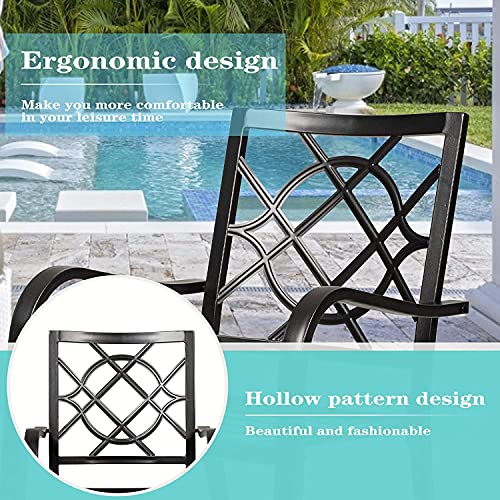 2 Pieces Outdoor Dining Chairs, Patio Bistro Wrought Iron Stackable Chairs with Armrest for Garden, Porch, Backyard, Black - Supports 250 lbs