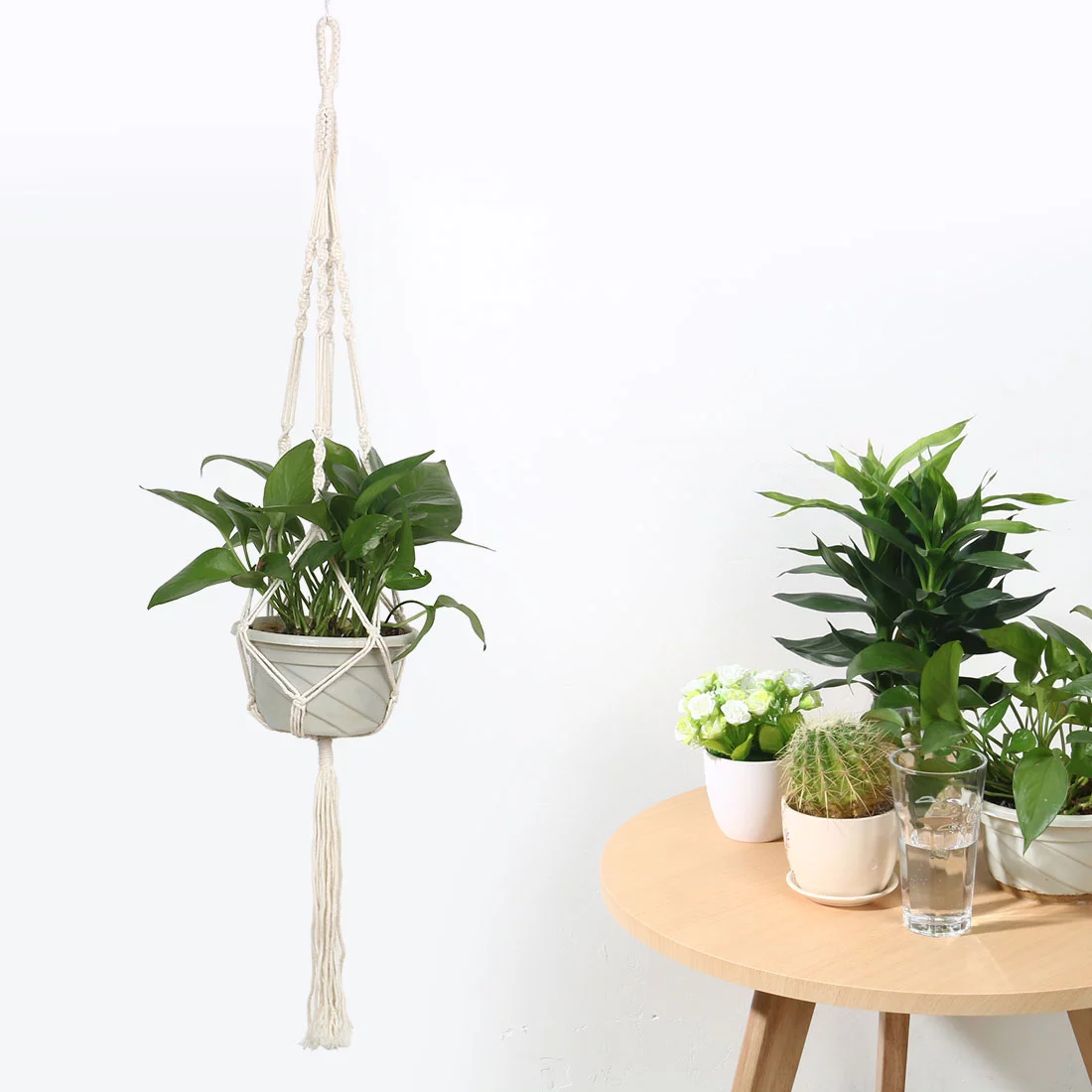 Macrame Plant Hanger Holder Wall-mounted Rope Hanging 39.4 Inch Length 2 Pcs