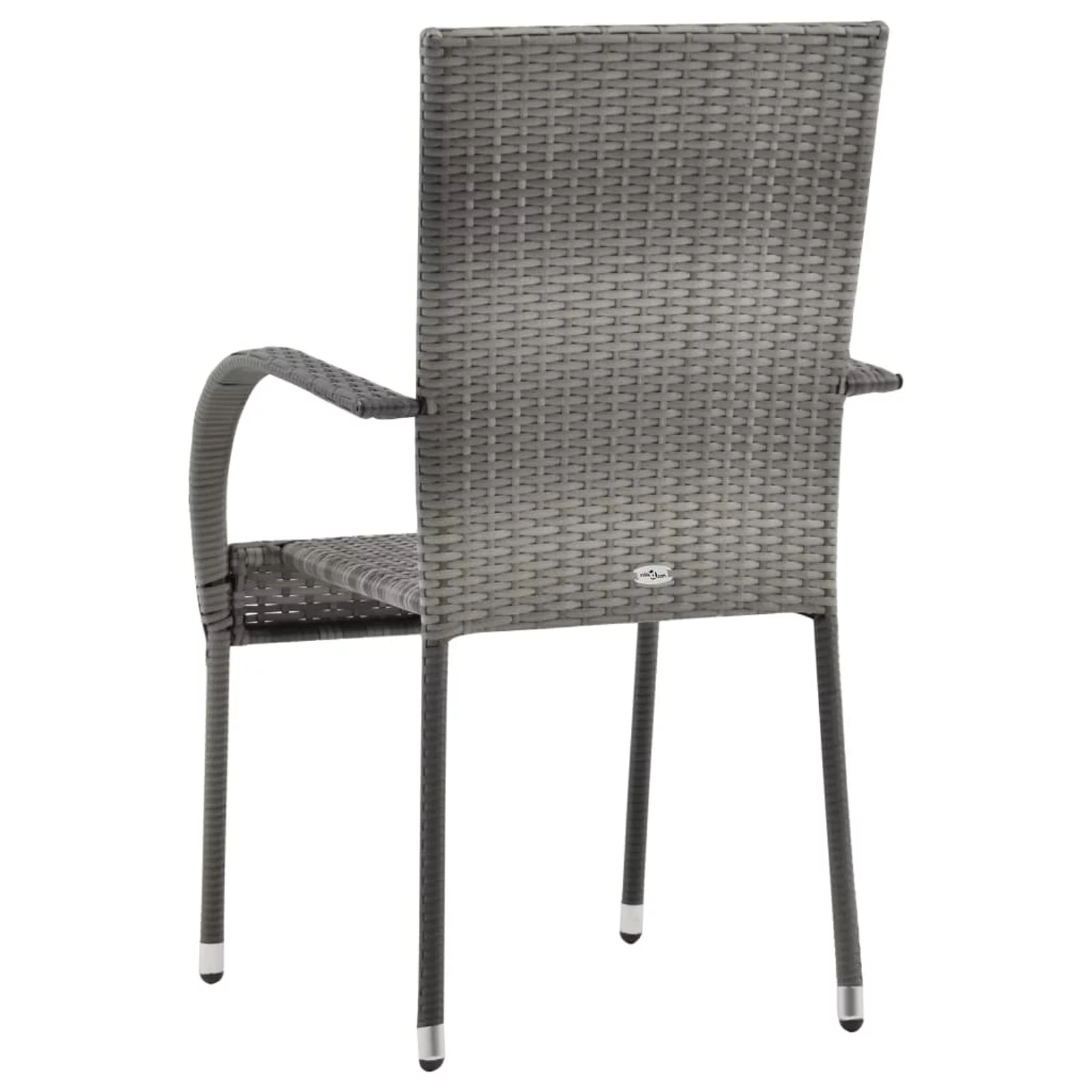 Carevas Stackable Patio Chairs 2 pcs Gray Poly Rattan
