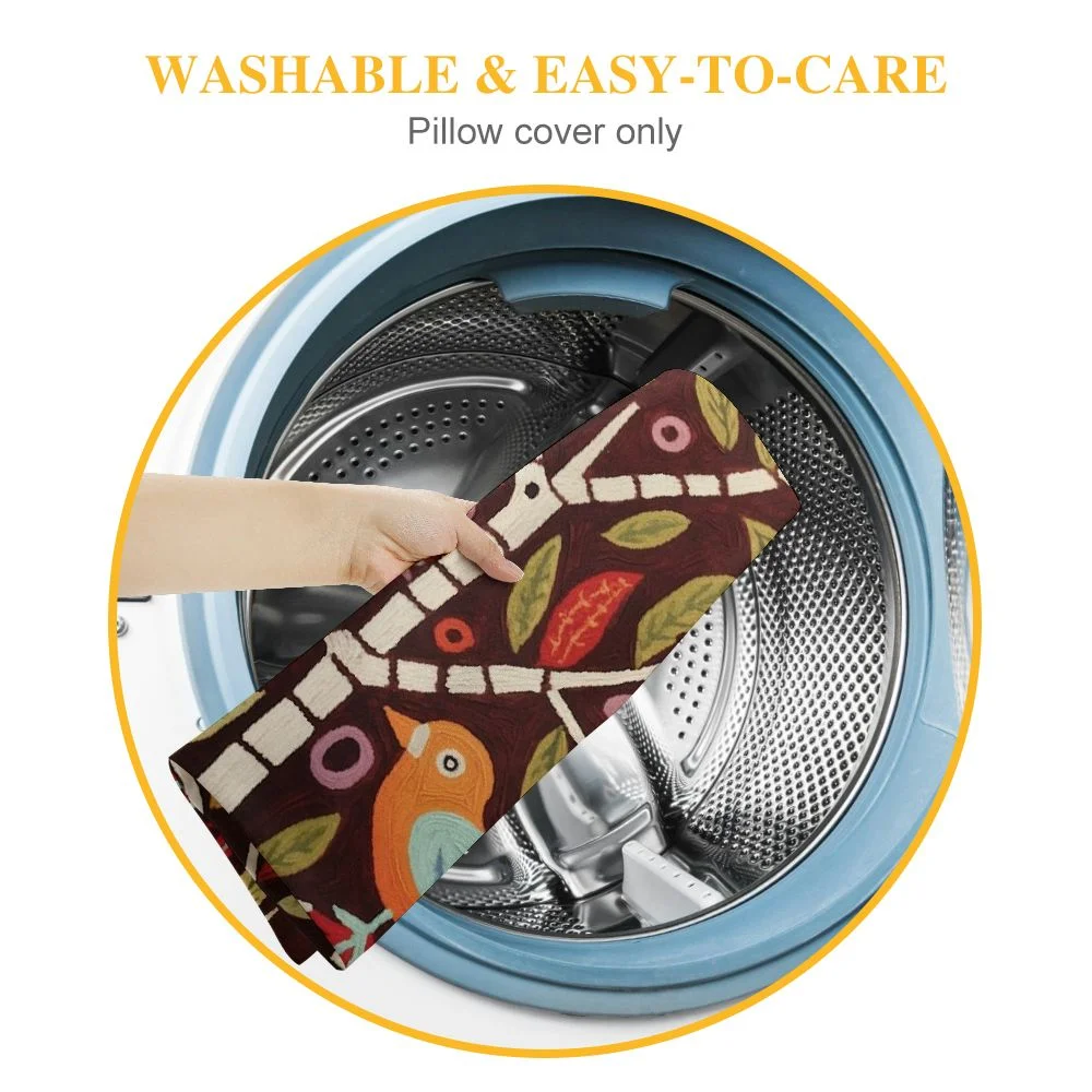 CANFLASHION Red Plant Birds Throw Pillow Cover | Karla Gerard Designer Pillowcase Burgundy Chair Cushion Kids Room Botanical Red Farmhouse Chair Cushions Hand 2pc