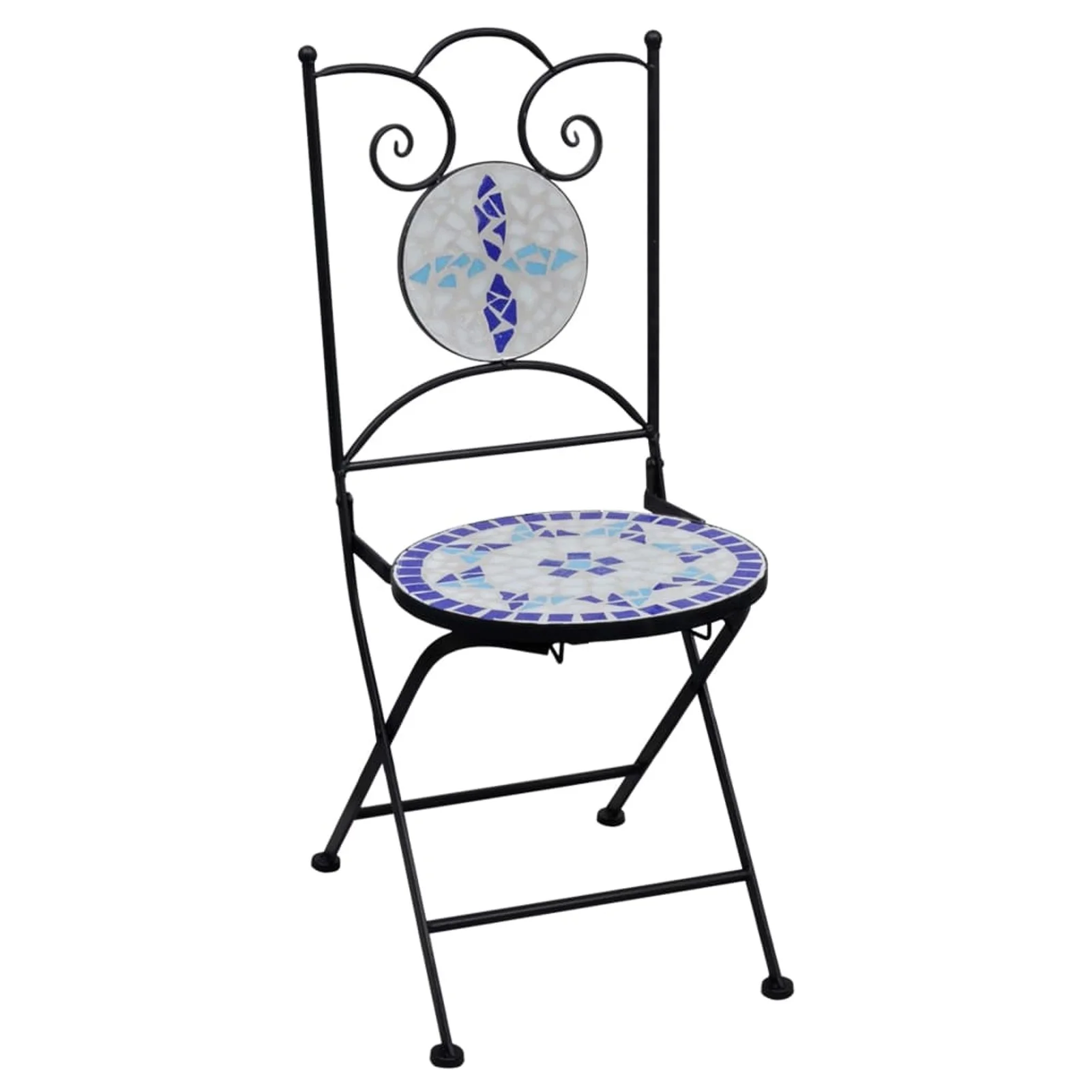 Walmeck 3 Piece Bistro Set Ceramic Tile Blue and White