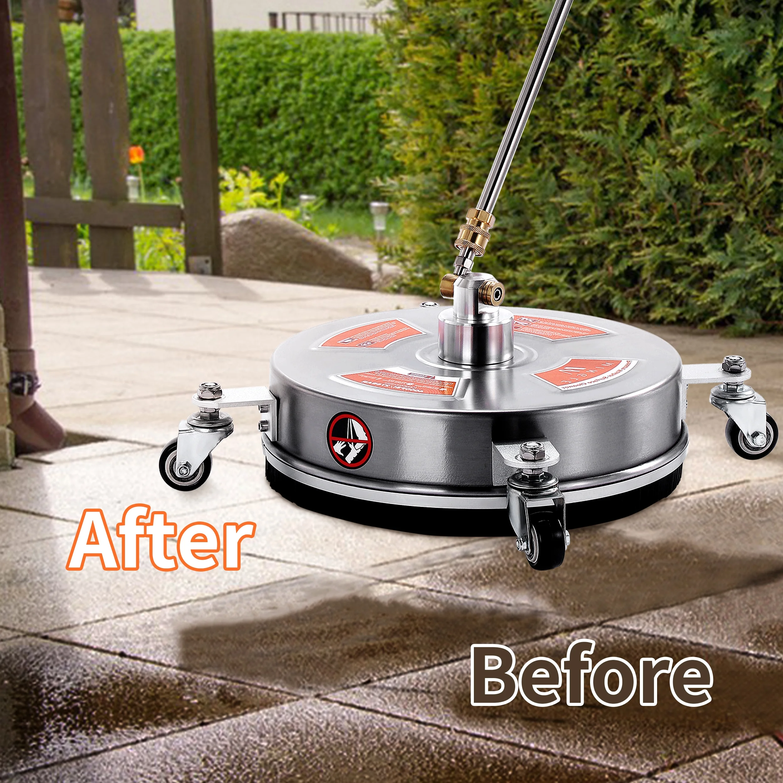 M MINGLE 14'' Pressure Washer Surface Cleaner Attachment, Driveway Power Washer Accessory with 2 Extension Wand, 1/4
