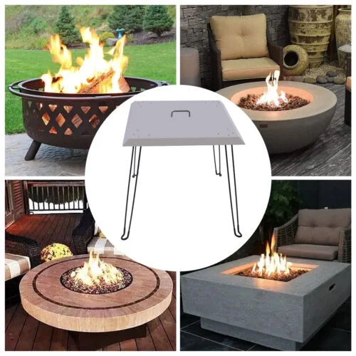 26''X26'' Fire Pit Lid Cover Stainless Steel Burner Pan Lid Square with Handle