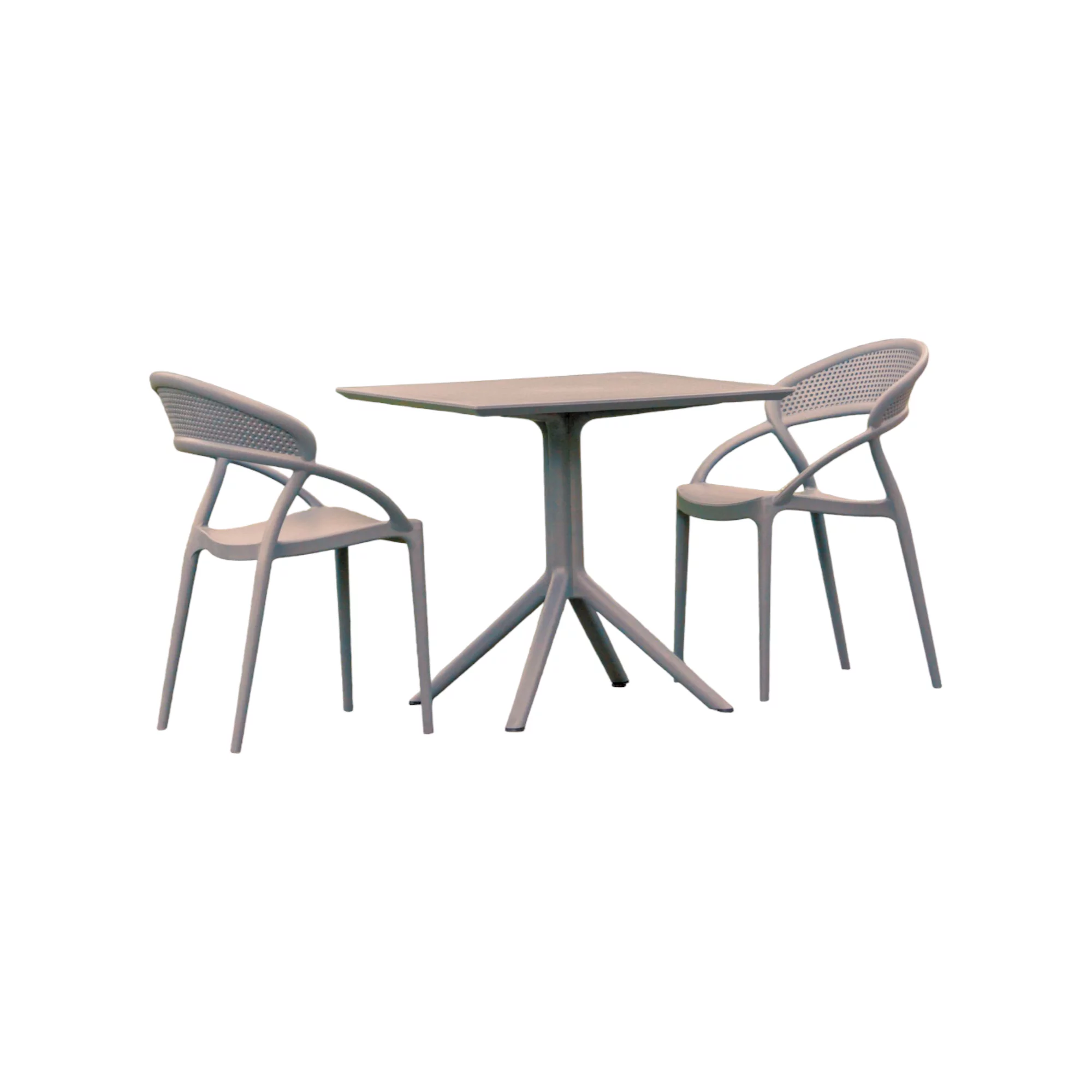 Luxury Commercial Living 3-Piece Gray Outdoor Patio Dining Set with 2 Stackable Chairs 32.25