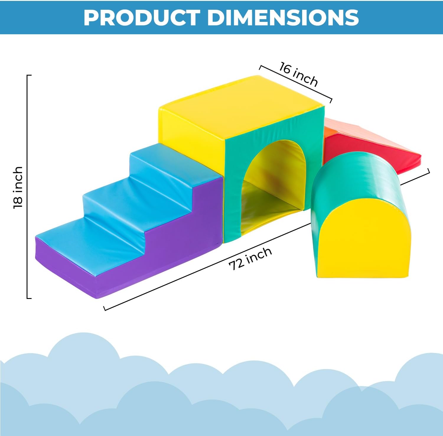 New-Bounce Toddler Climbing Toys - Soft Play Set for Kids - Foam Climbing Blocks - Safe Soft Gym Equipment - Great for All Ages (5 Pc Soft Play Area Set)