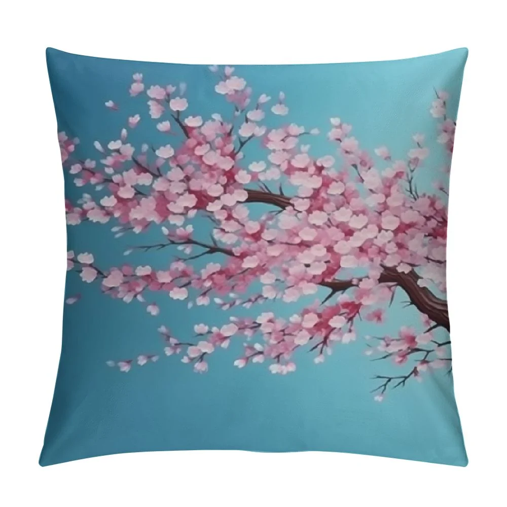 COMIO Cherry Blossoms Body Pillow Cover Pink Flowers Plum Branch Cherry Blossom Flower Pillow Case Protector with Zipper Decorative Soft Bed Pillowcases for Bedroom