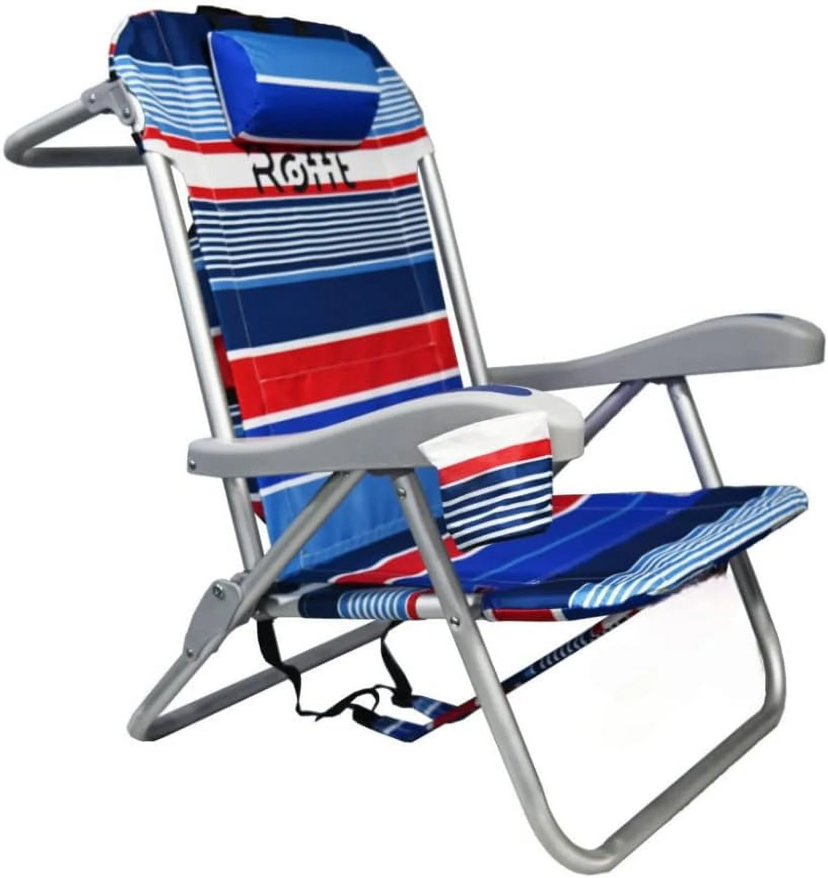 Heavy Duty Beach Chair 6 Positions Reclining for Adults Folding Lightweight with Backpack Straps Cooler Cup Holders Big Storage Pillow and Towel bar Lay Flat Position