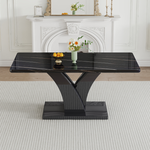 Fashion Simplicity Modern dining table, black desktop and black MDF leg dining table are the perfect choice for dinner