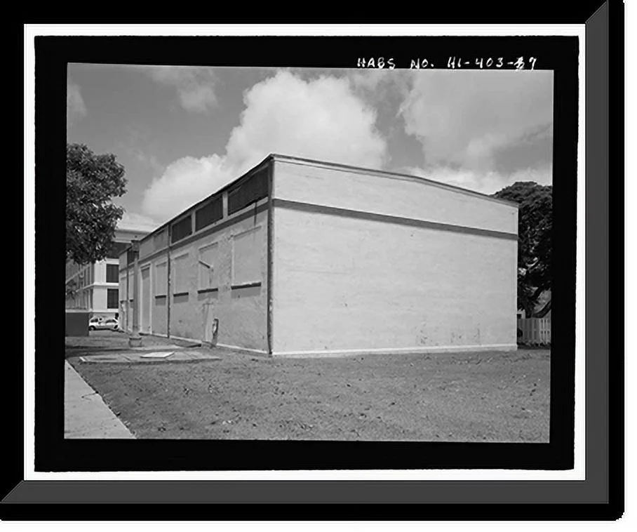 Historic Framed Print, U.S. Naval Base, Pearl Harbor, Gymnasium & Theater, Neville Way, Pearl Harbor, Honolulu County, HI - 7, 17-7/8