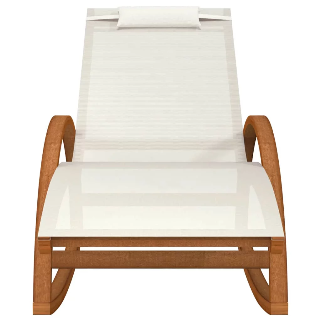 Aibecy Rocking Chair White Textilene and Solid Wood Poplar