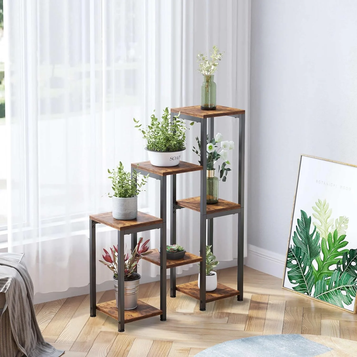 Indoor 3-Tier Corner Plant Stand: Multi-Pot Metal Shelf