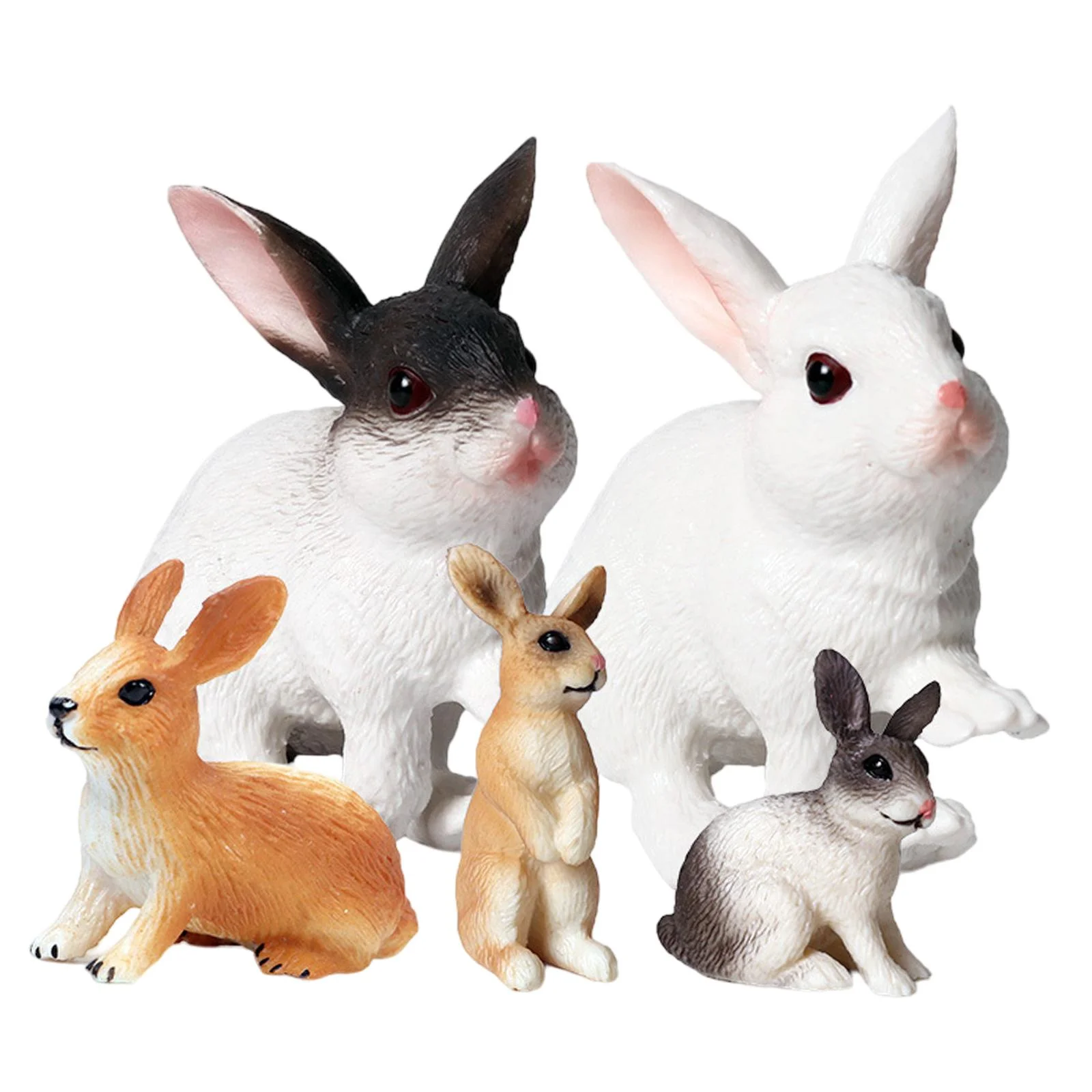 Almencla 5 Pieces Animals Figurines Set Mini Bunny Toy Figures Playset Educational Lifelike Farm Animals Toy for Festivals Theme Party