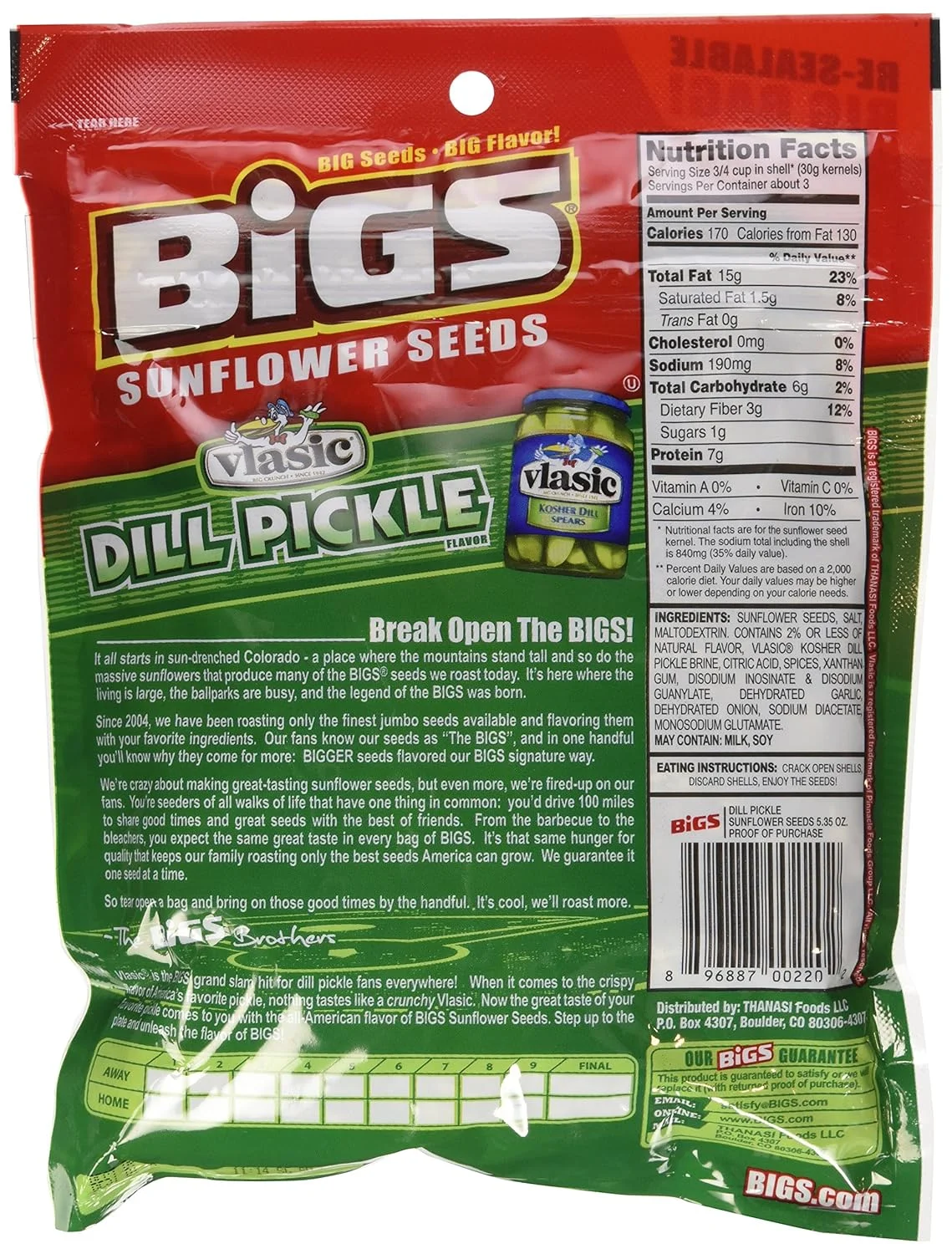 Vlasic Dill Pickle Sunflower Seeds, 5.35-Ounce Bags (Pack Of 3)