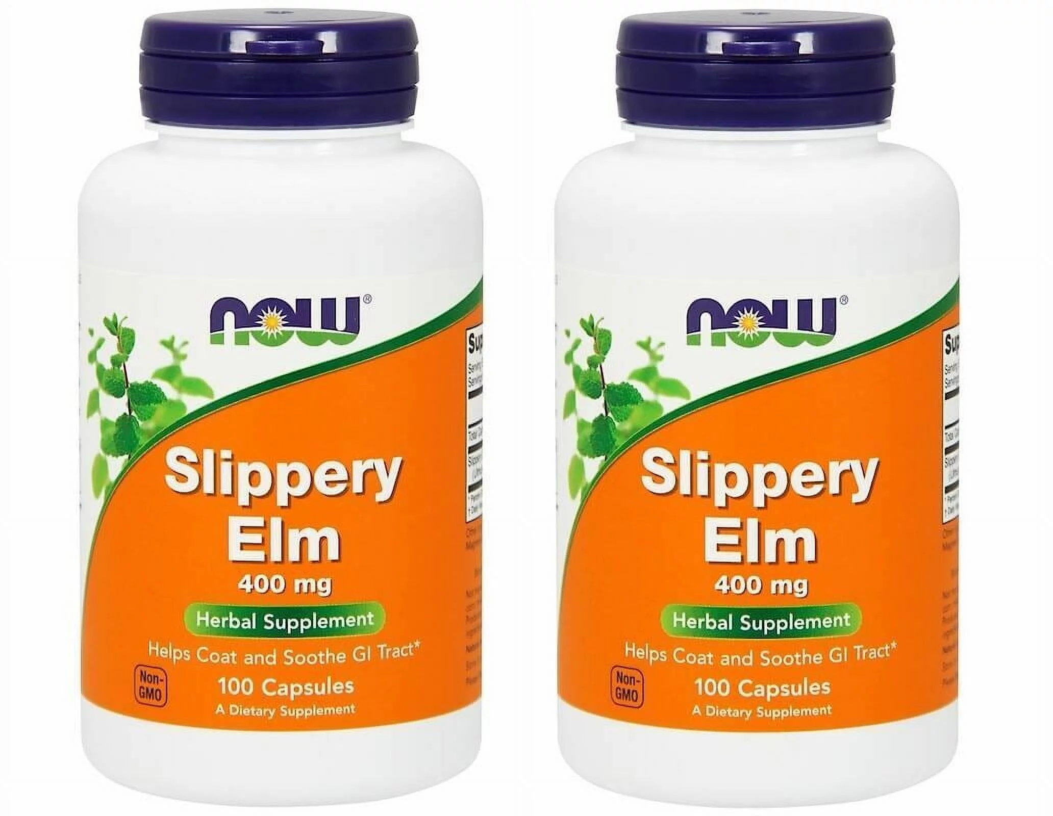 Now Foods - Slippery Elm, 400 mg, 100 Capsules - 2 Packs