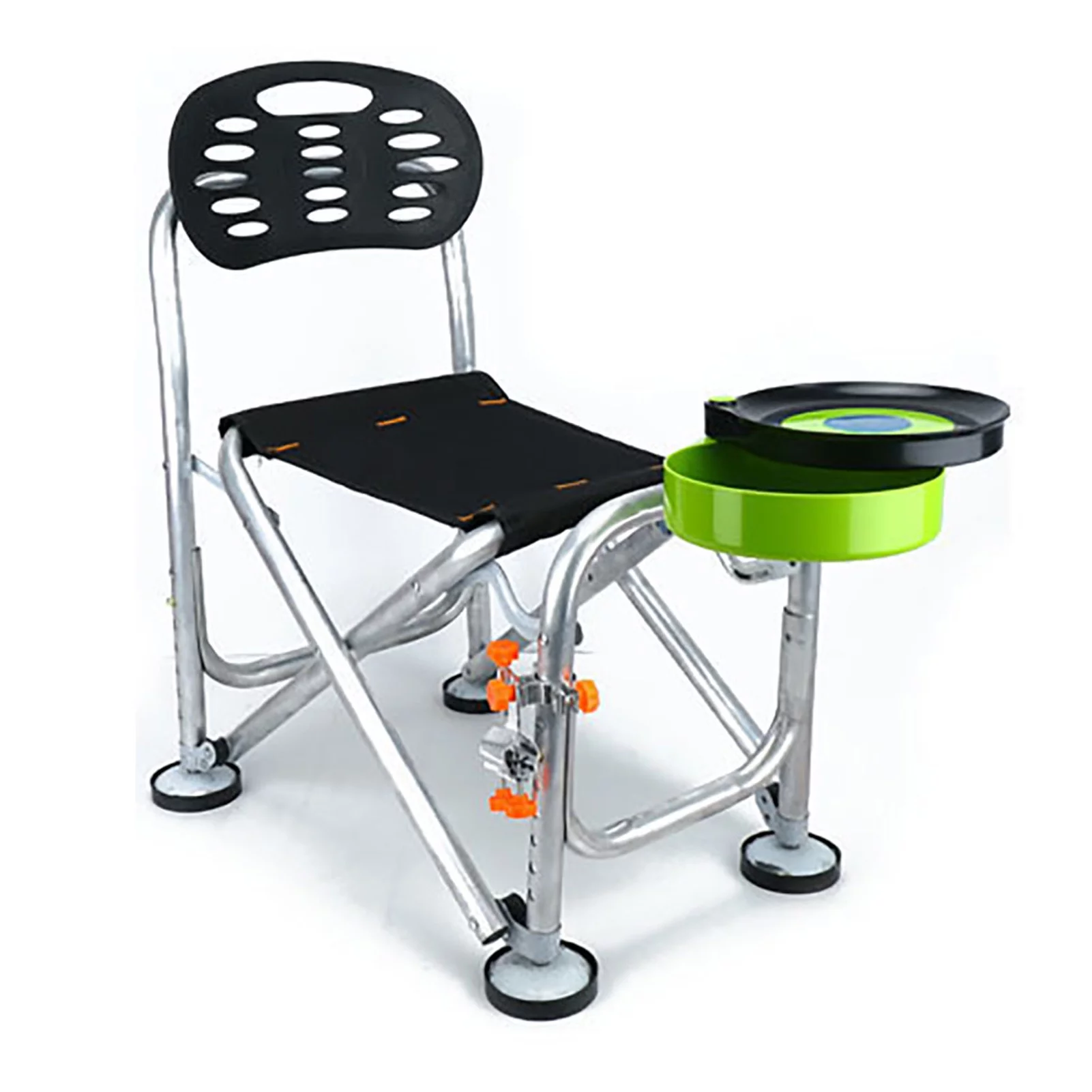 Goldmeet Folding Fishing Chair Aluminium Alloy 6 Levels Height Adjustable Collapsible Fishing Chair for Outdoor Fishing Camping Basic Version