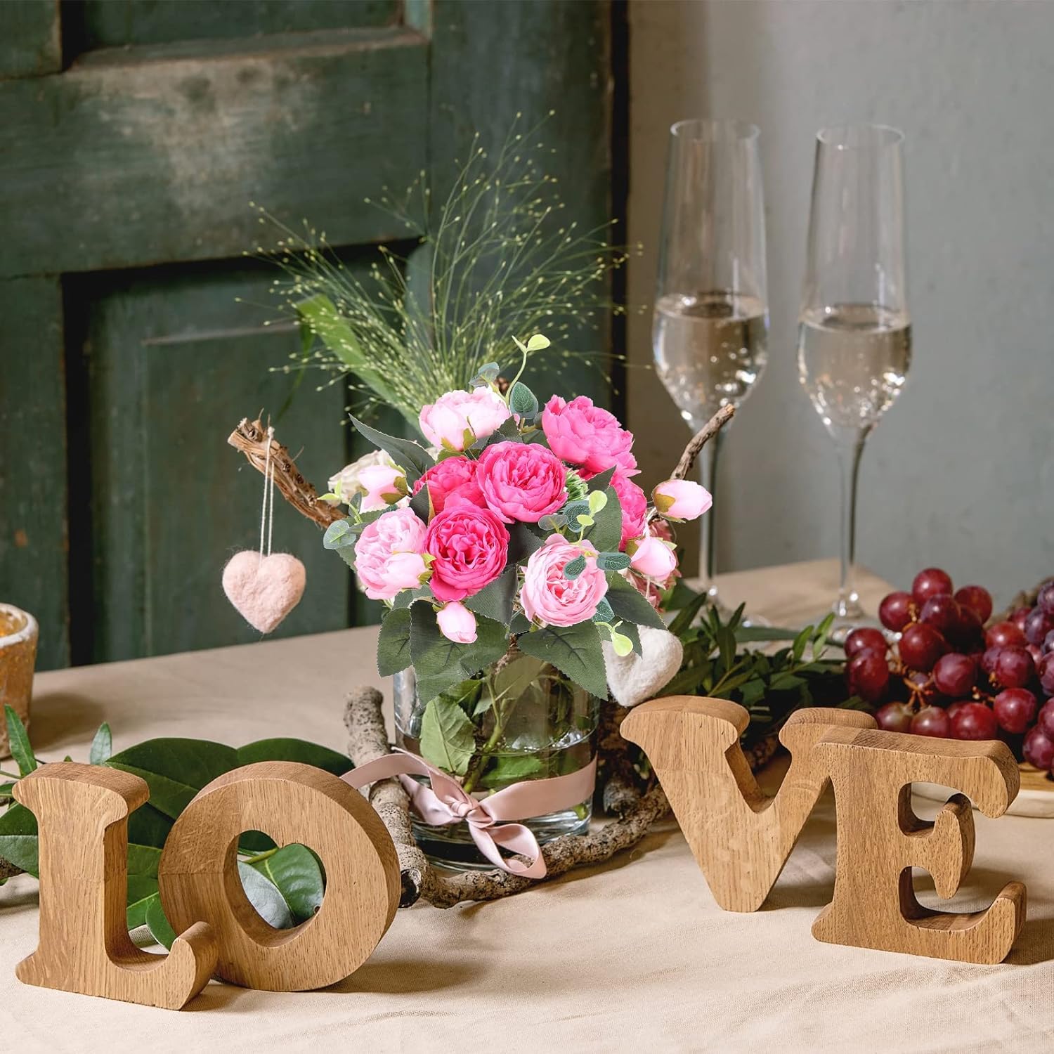 Artificial Peony Flowers, 8 Packs Faux Flowers Silk Peonies Bouquet Vintage Wedding Home Table Door Decor Reusable Bouquet of Rose Flowers for Valentine Wedding Birthday Party Home Office Vase