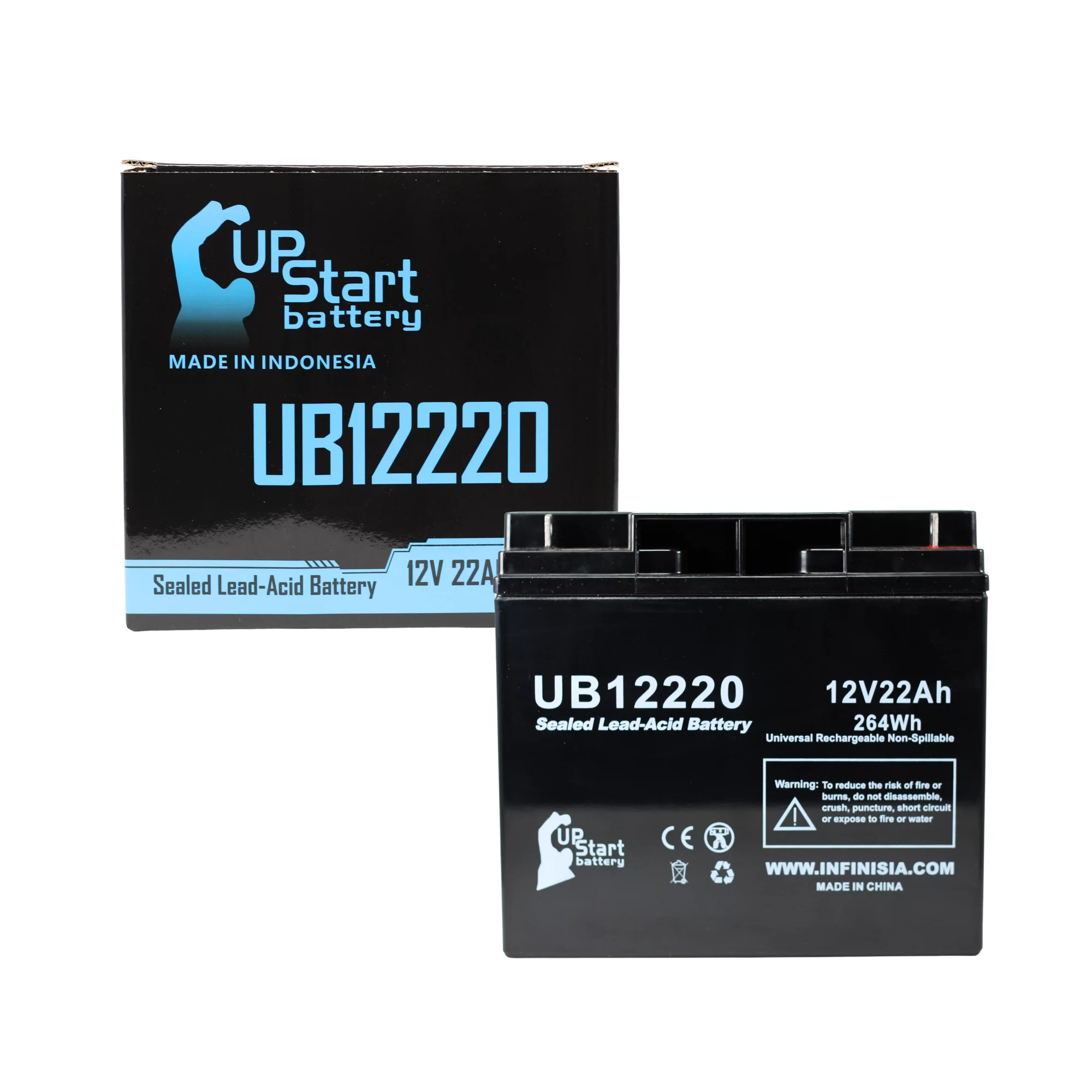 Compatible Hitachi HP1512P Battery - Replacement UB12220 Universal Sealed Lead Acid Battery (12V, 22Ah, 22000mAh, T4 Terminal, AGM, SLA)