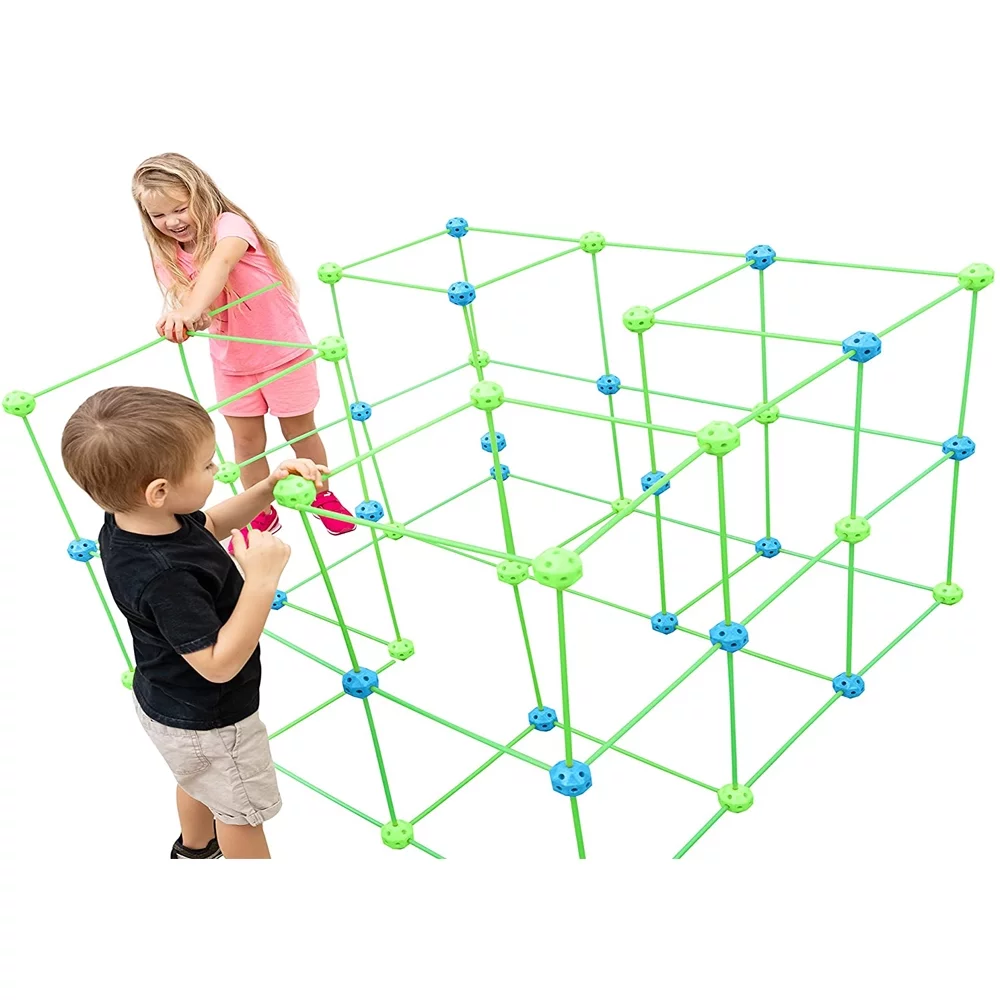 Funphix Glow in the Dark Fort Construction Play Kit, 154 pieces