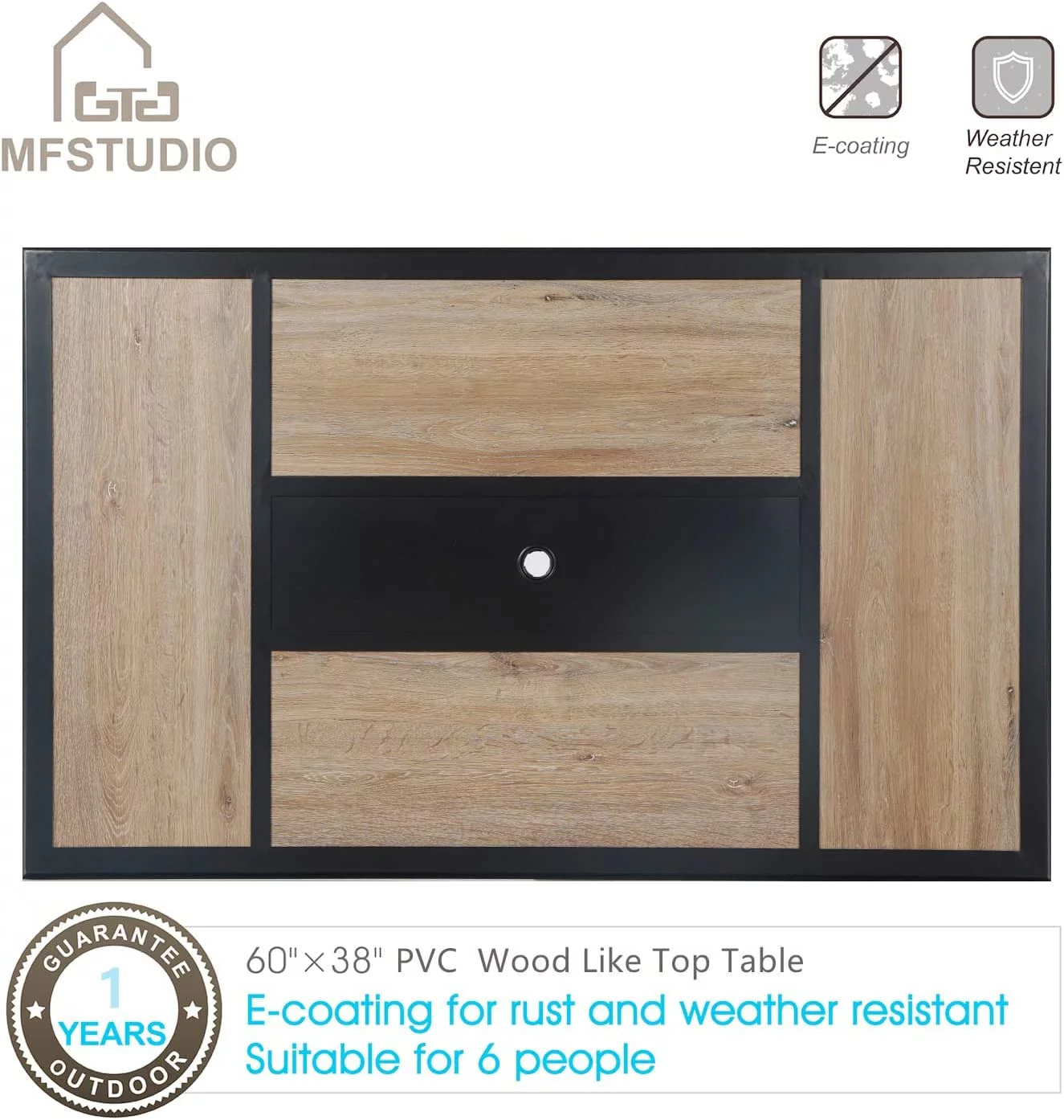 7 Pieces Patio Dining Set  Rectangular Black Metal Table with 6 Padded Textilene Fabric Swivel Chairs  Outdoor Furniture Set with Umbrella Hole for Garden  Poolside  Backyard  Porch