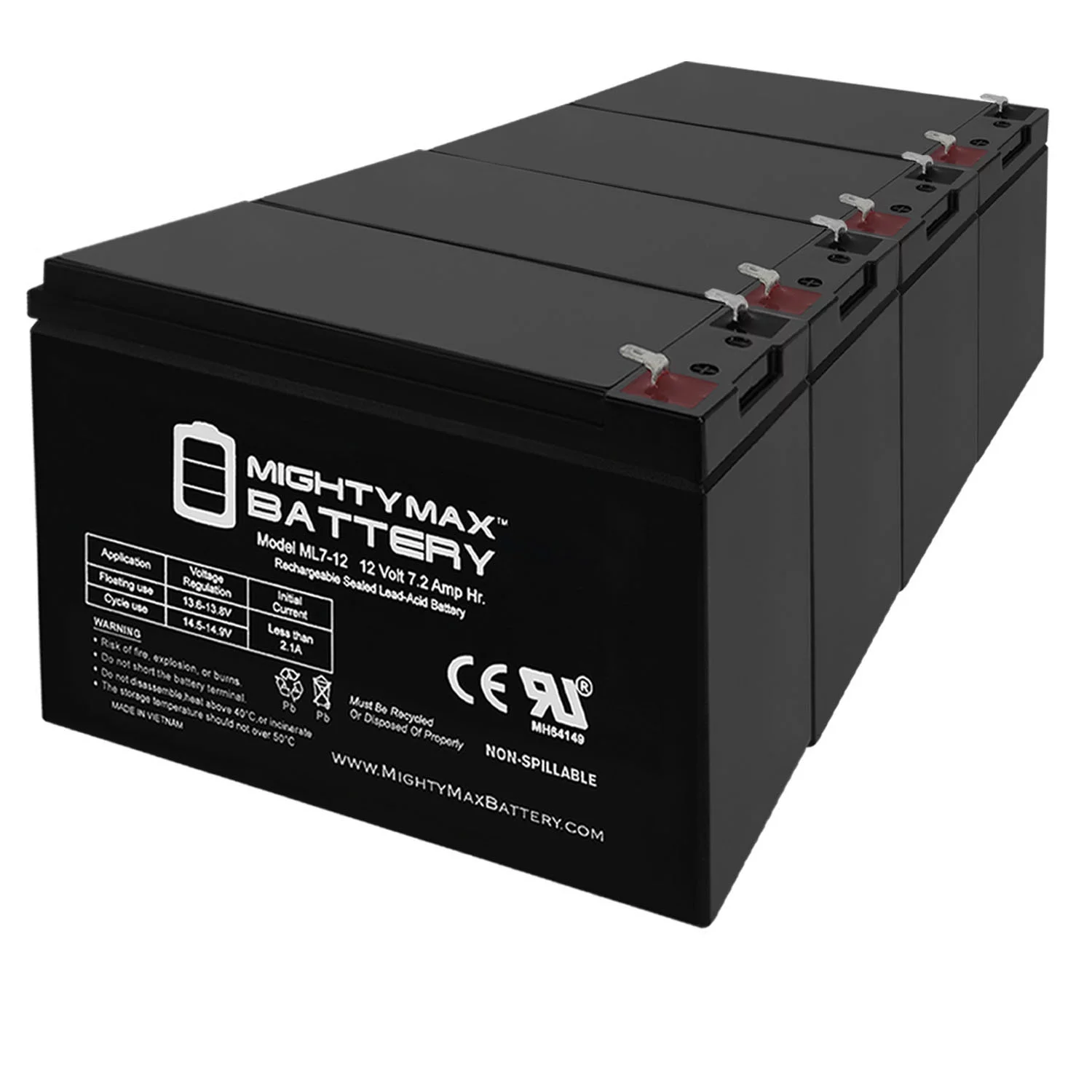 12V 7Ah SLA Battery Replacement for Toro Power Shovel 38361 - 4 Pack