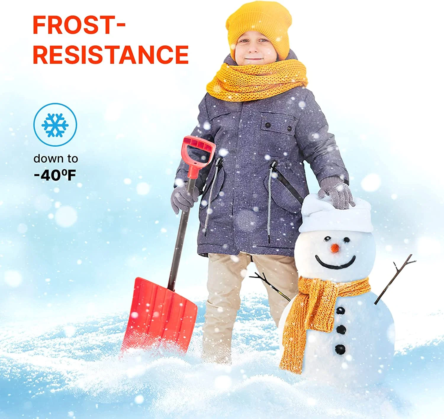 Kids' Snow Shovel – Steel Shaft with Ergonomic Handle – Snow Shovel for Kids Red – Works Great for The Car as an Emergency Shovel for Home Garage & Garden