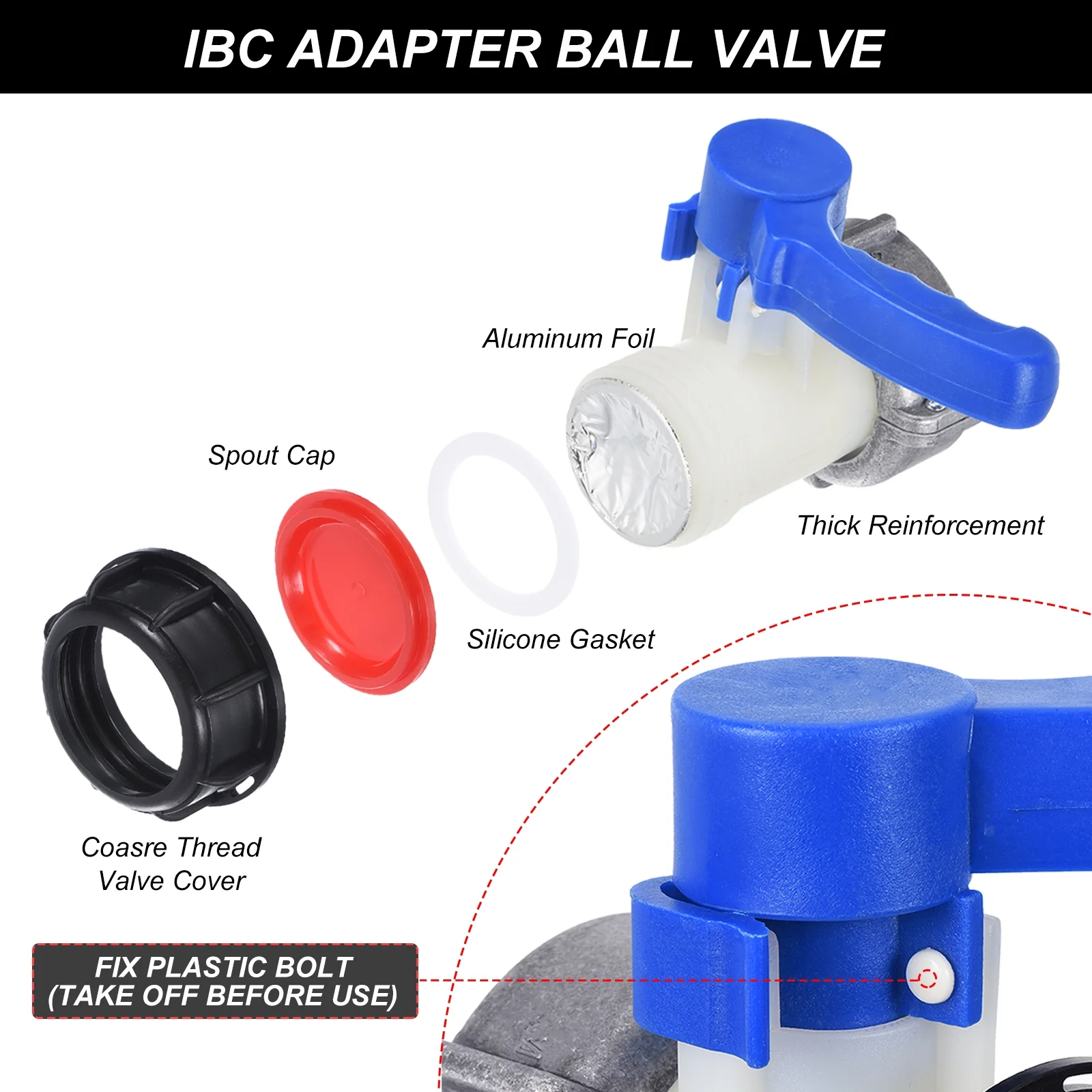75mm IBC Tote Tank Adapter DN50 Alloy IBC Tote Water Container Adapter with Butterfly Valve Switch