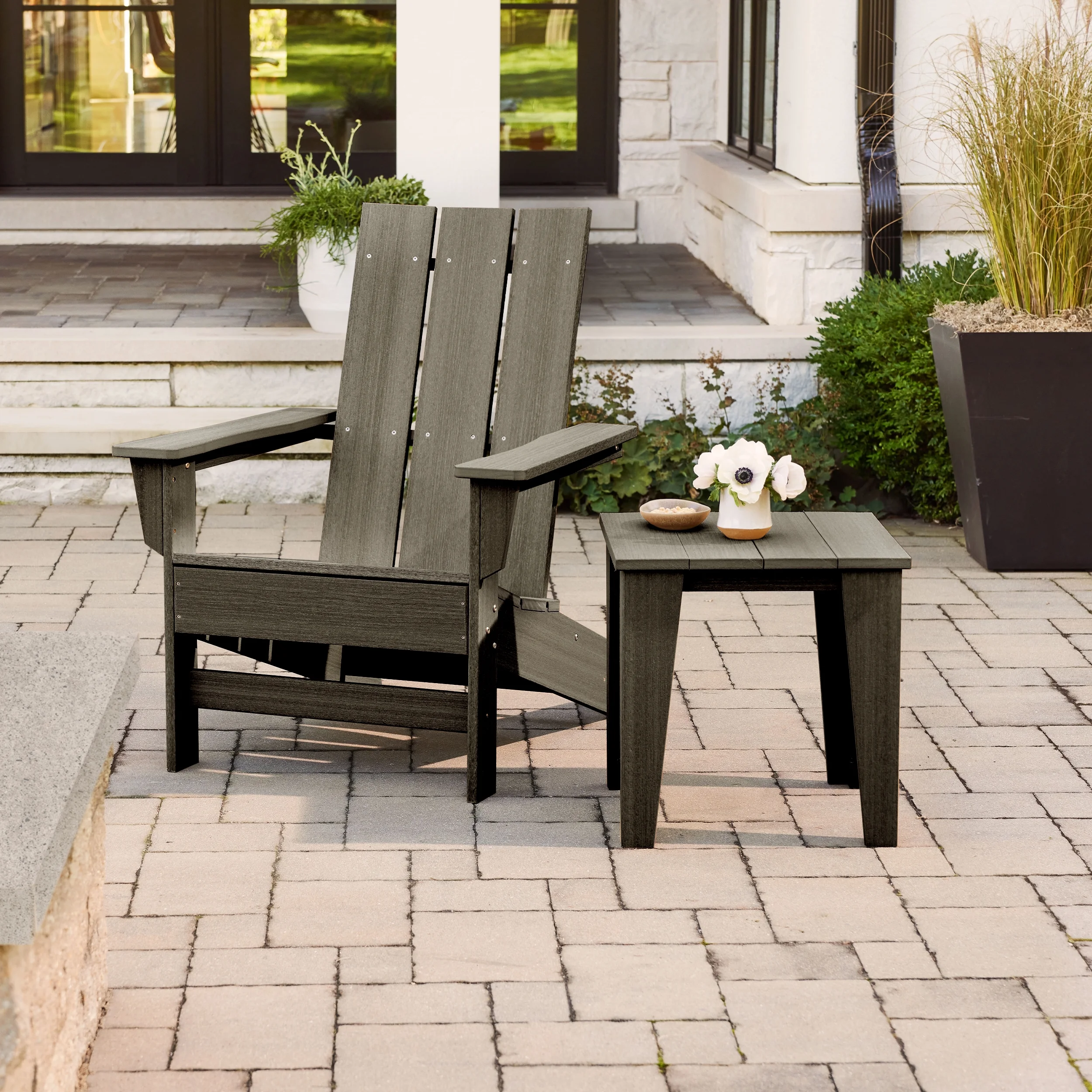 Tangentwood Aria Adirondack Chairs Made with All-Weather Tangentwood, Oversized, High End Patio Furniture for Porch, Lawn, Deck, Fire Pit, No Maintenance, Easy Assembly, Made in The USA, Coastal Gray