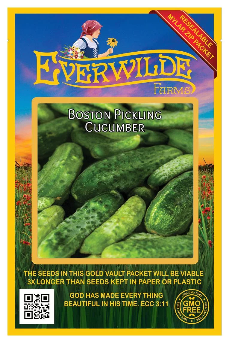 Everwilde Farms - 100 Boston Pickling Cucumber Seeds - Gold Vault Jumbo Bulk Seed Packet