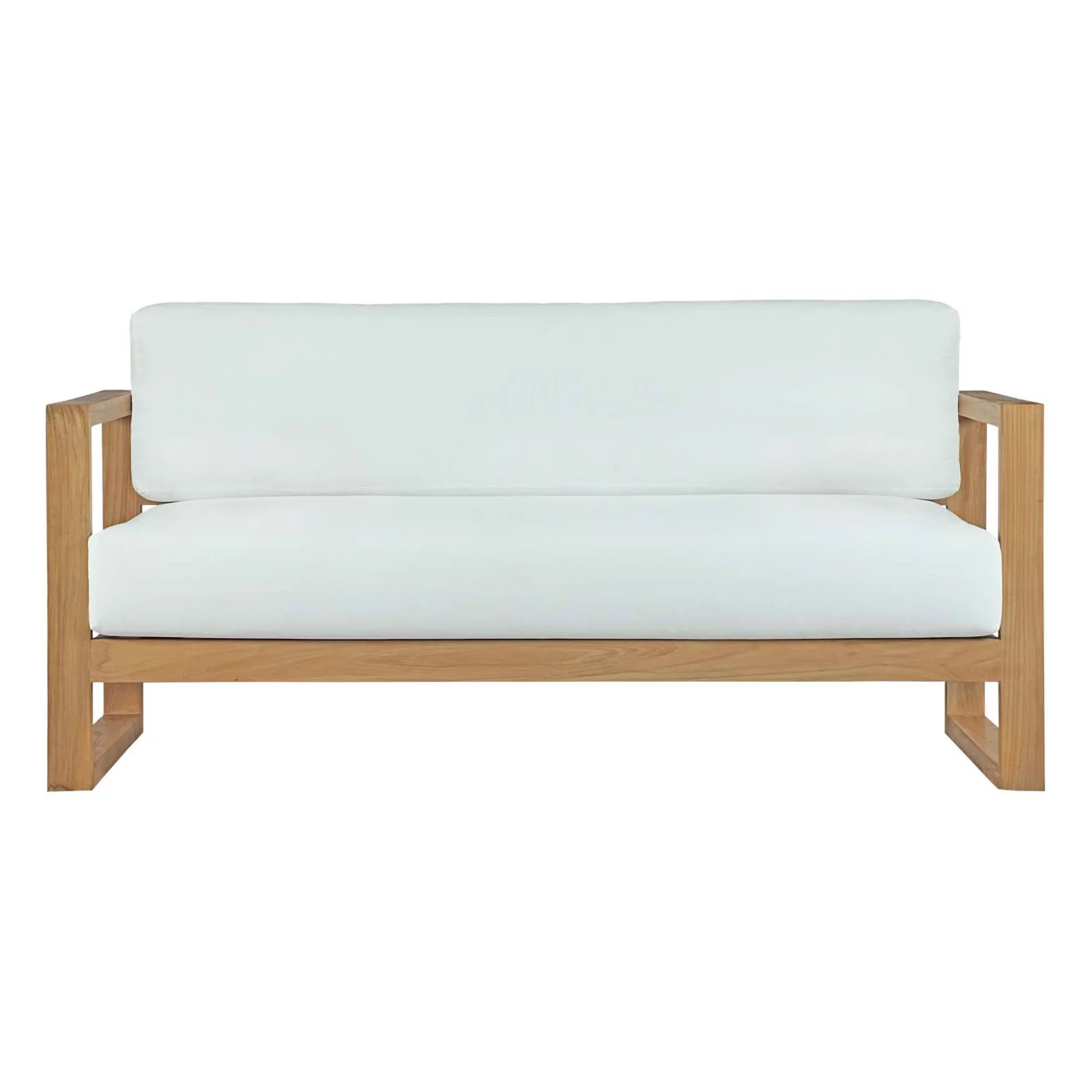Modern Contemporary Urban Design Outdoor Patio Balcony Sofa, White, Wood