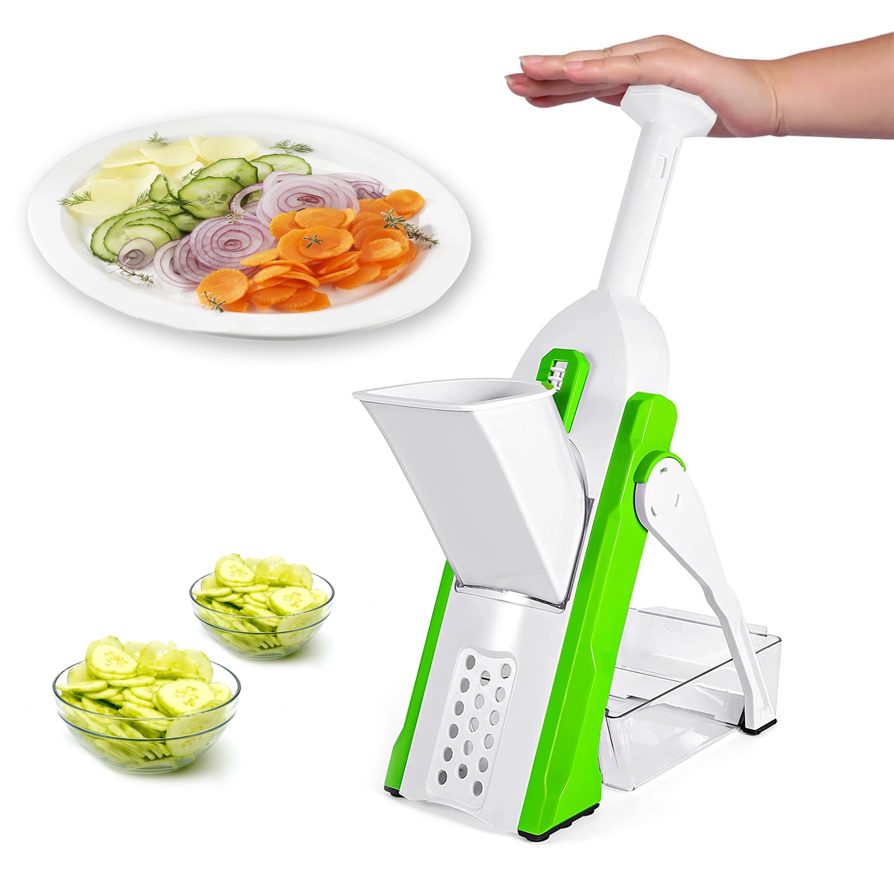 Ltrototea Safe Slice Mandoline Food Slicer, Safe Vegetable Slicer Cutter&Julienne,  Kitchen Vegetable Chopper with Container